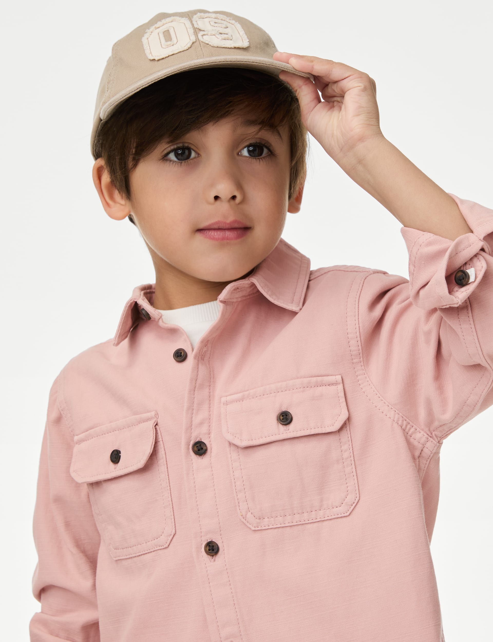 M&S Collection Boys 2pc Pure Cotton Shirt & T-Shirt Set (2-16 Yrs) - 5-6 Y - Light Pink, Light Pink