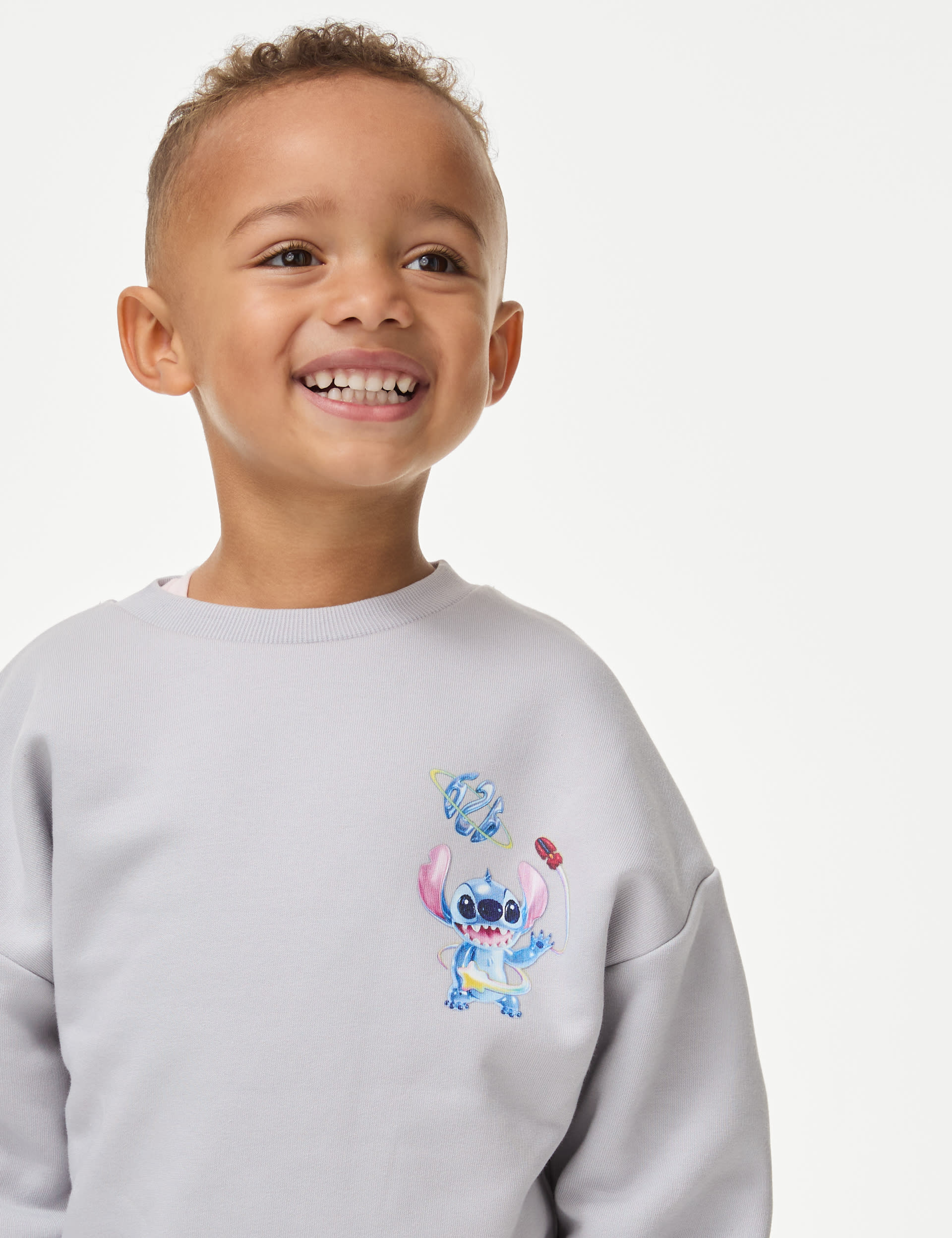 M&S Collection Disney Lilo And Stitch Sweatshirt (2-8 Yrs) - 3-4 Y - Light Grey, Light Grey