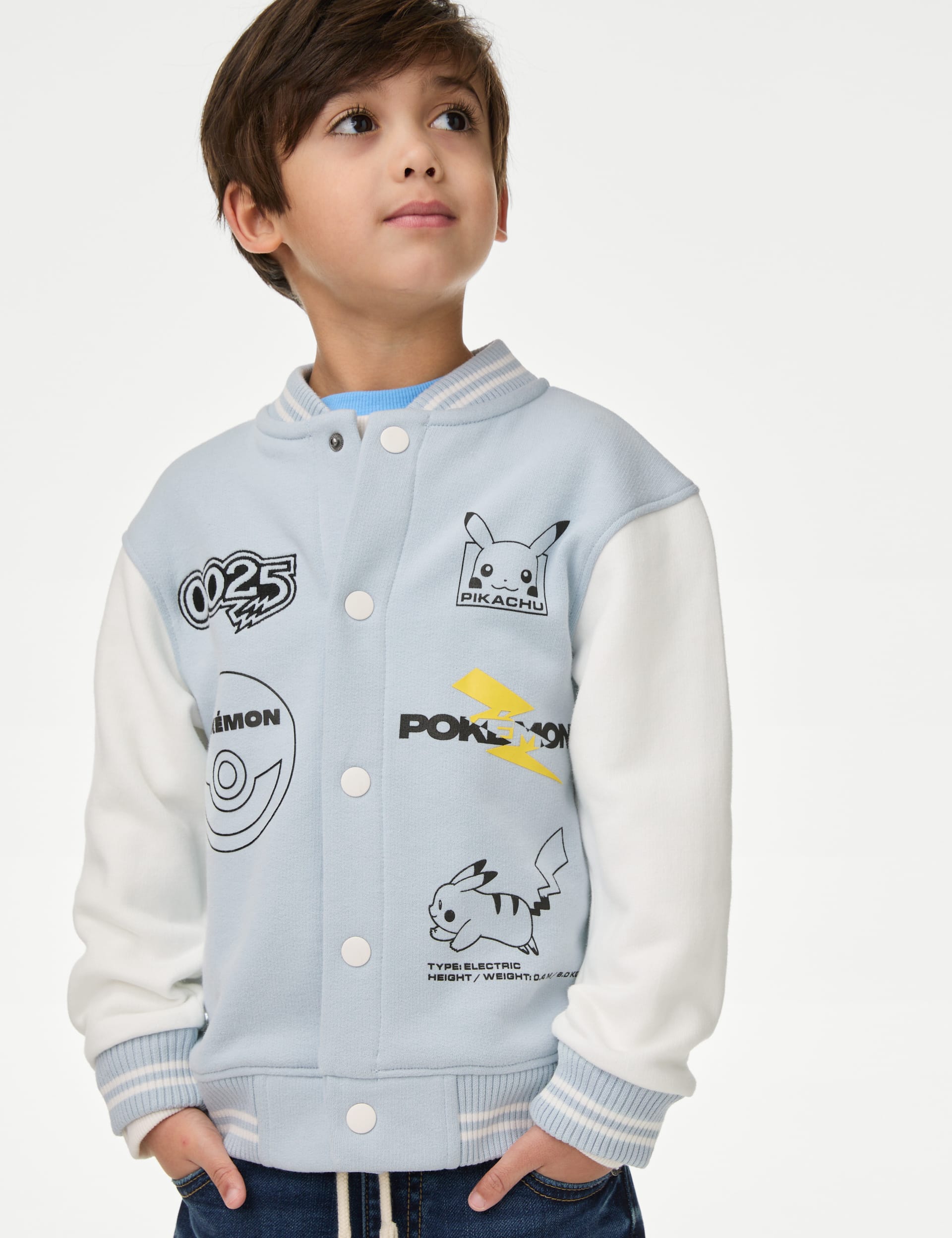 M&S Collection Boys Cotton Rich Pokmon Bomber (2-8 Yrs) - 5-6 Y - Blue Mix, Blue Mix