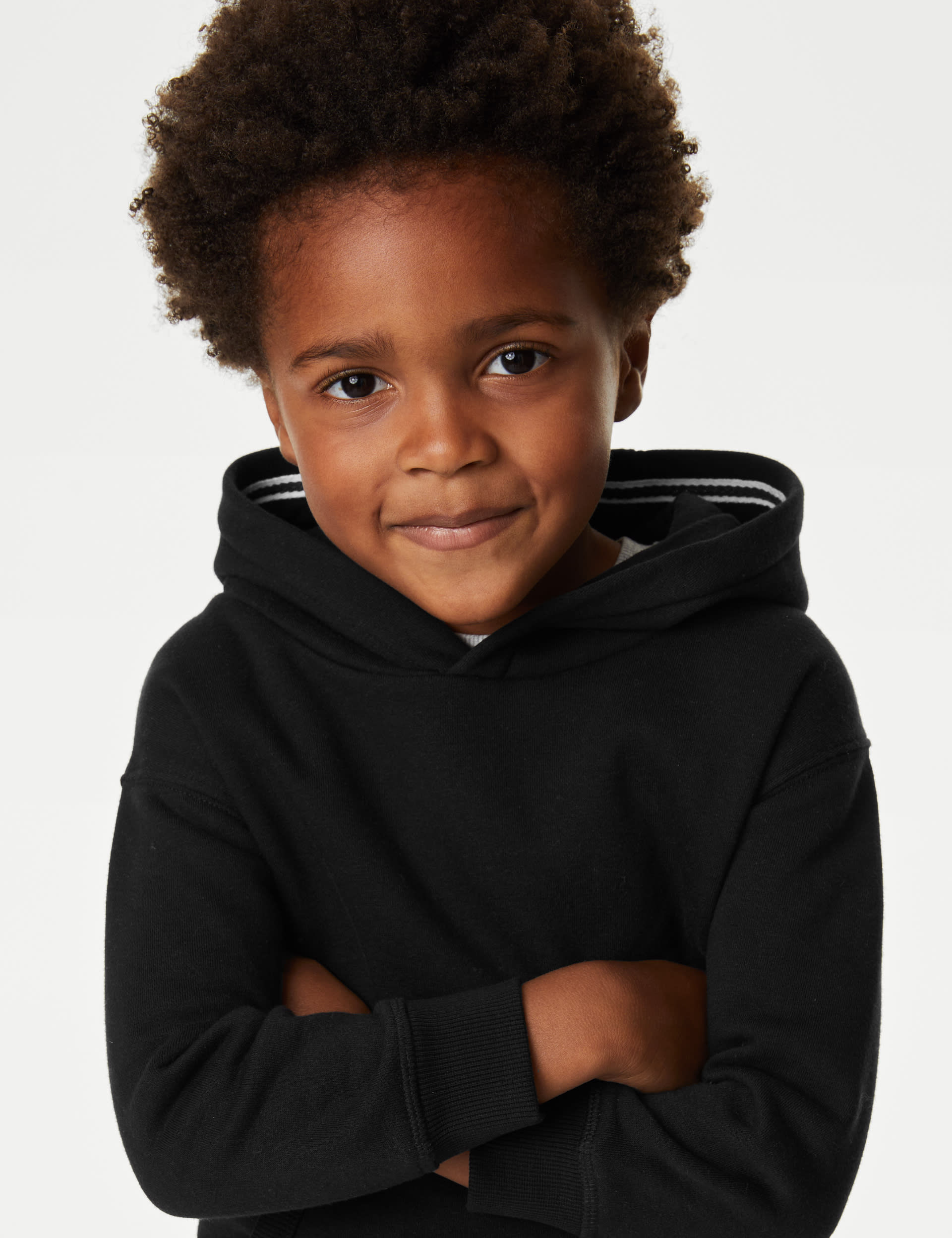 M&S Collection Boys Cotton Rich Pullover Hoodies (3 Mths-7 Yrs) - 2-3 Y - Black, Black,Navy