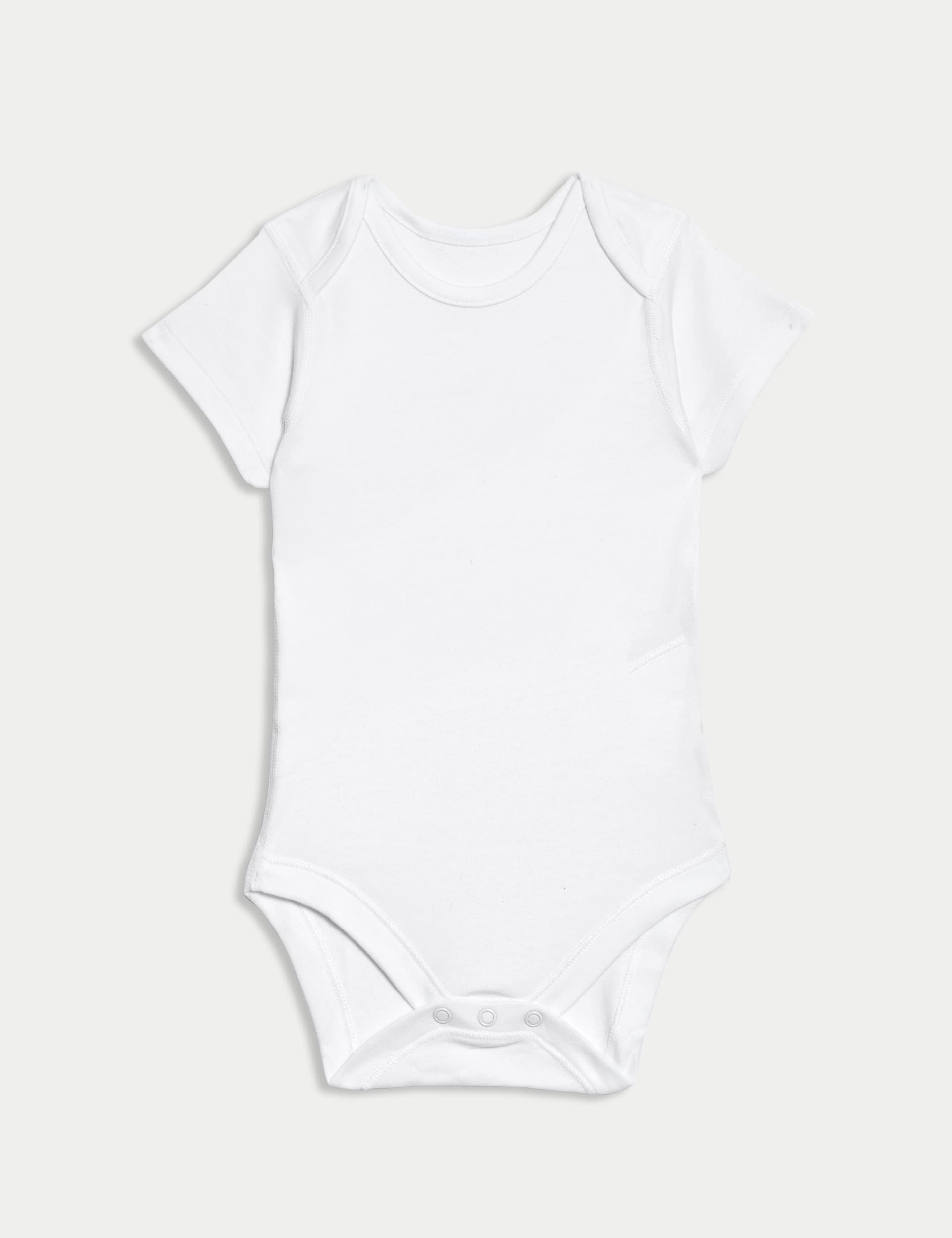 M&S Collection 7pk Pure Cotton Short Sleeve Bodysuits (5lbs-3 Yrs) - 0-3 M - White, White