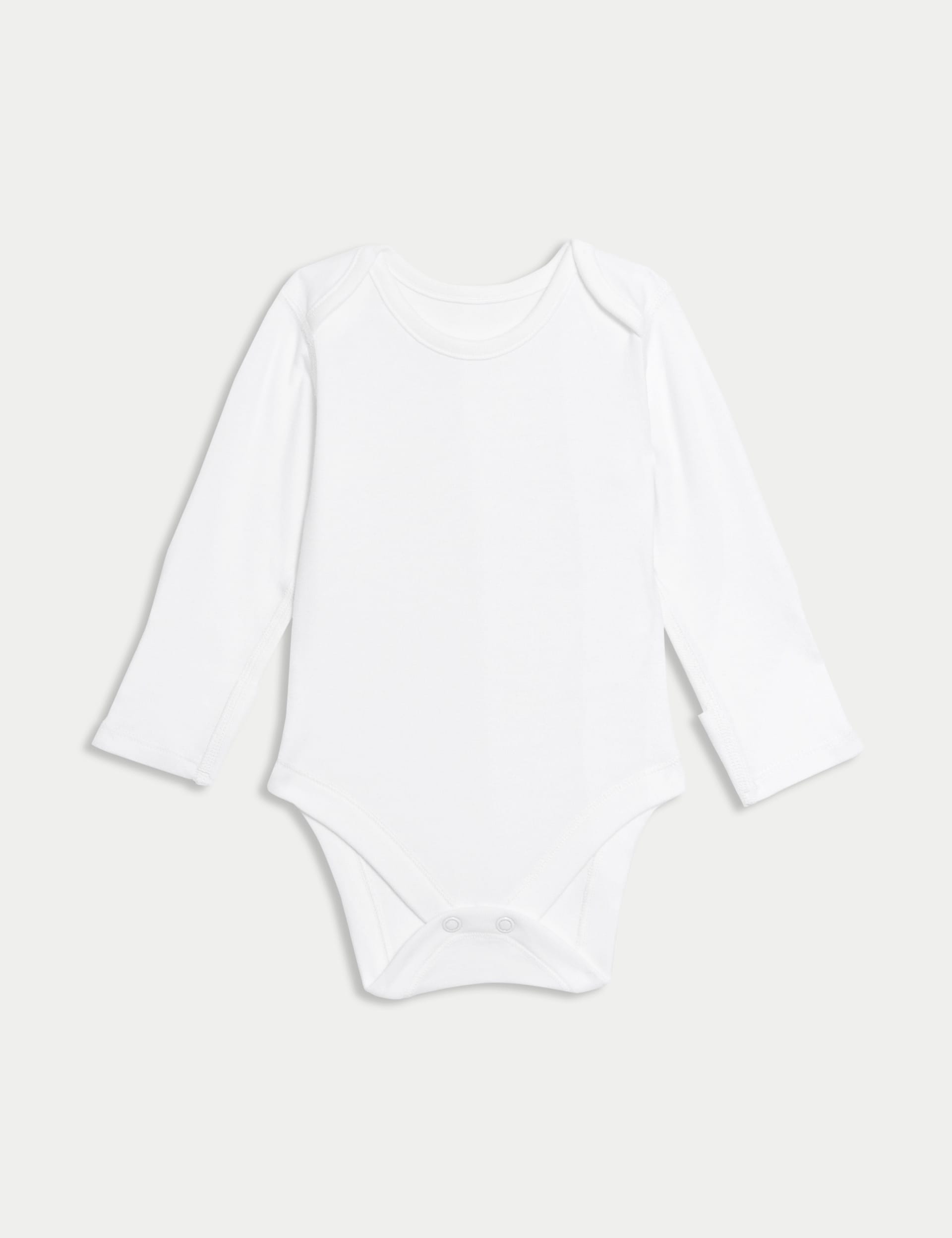 M&S Collection 5pk Pure Cotton Bodysuits (5lbs - 3 Yrs) - NB - White, White