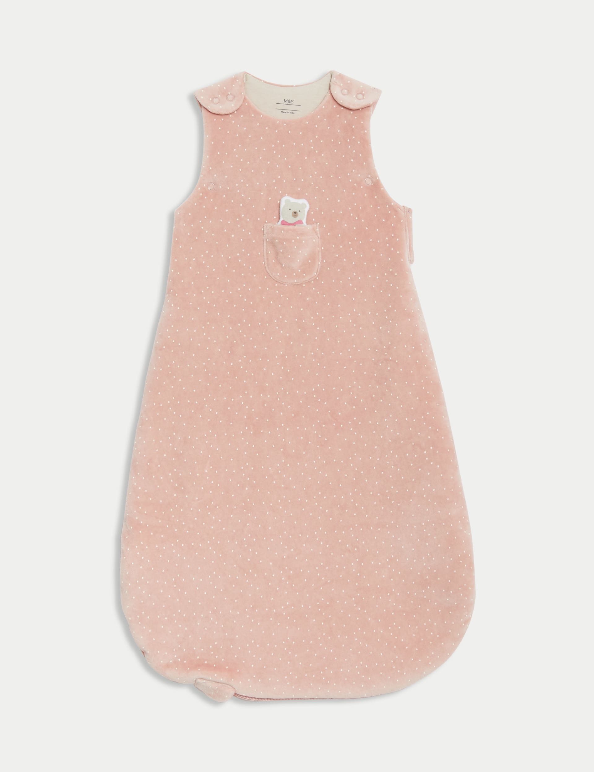 M&S Collection Girls Cotton Rich Velour 2.5 Tog Sleeping Bag (0-3 Yrs) - 18-36 - Pink Mix, Pink Mix