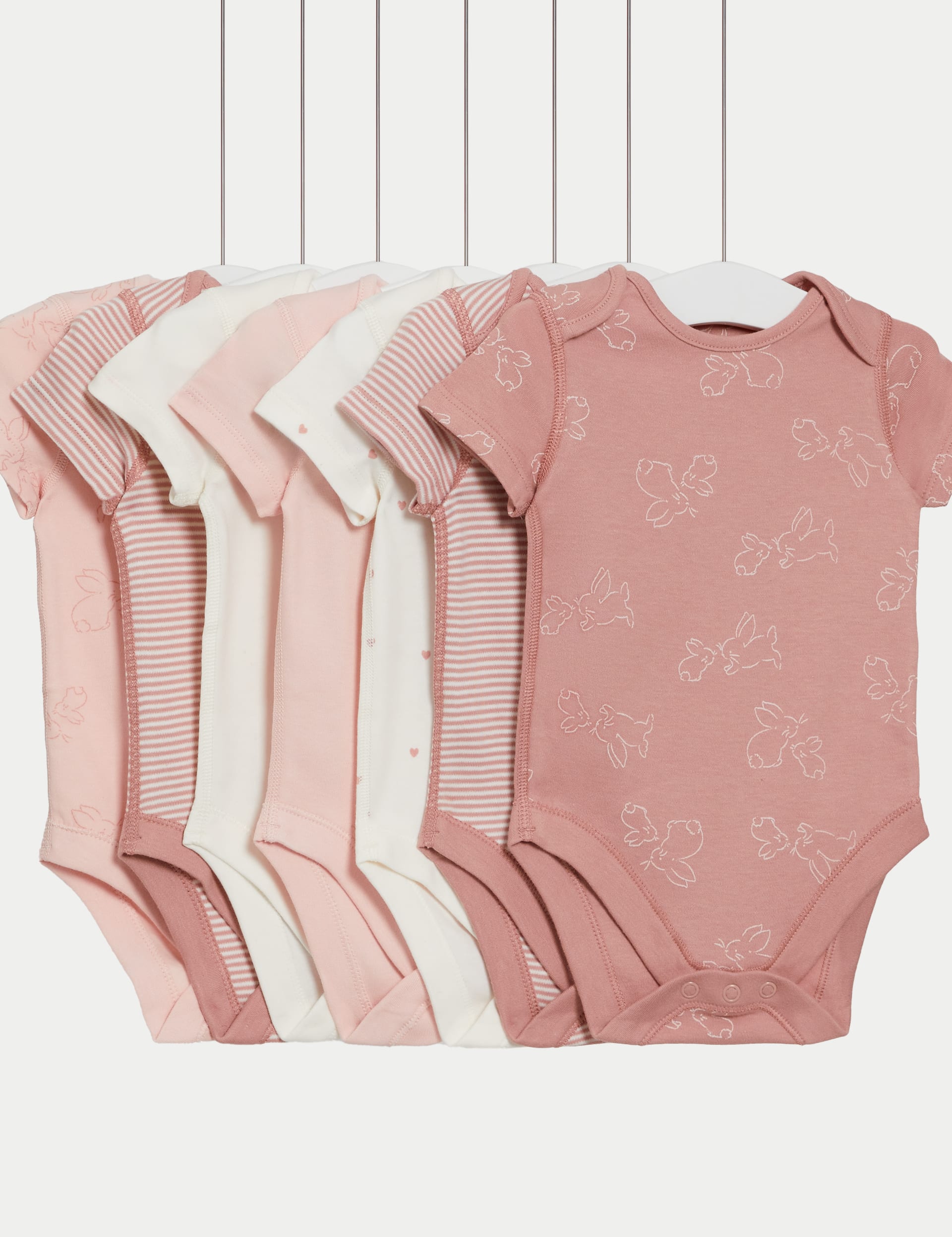 M&S Collection Girls 7pk Pure Cotton Bodysuits (5lbs-3 Yrs) - 2-3Y - Pink Mix, Pink Mix