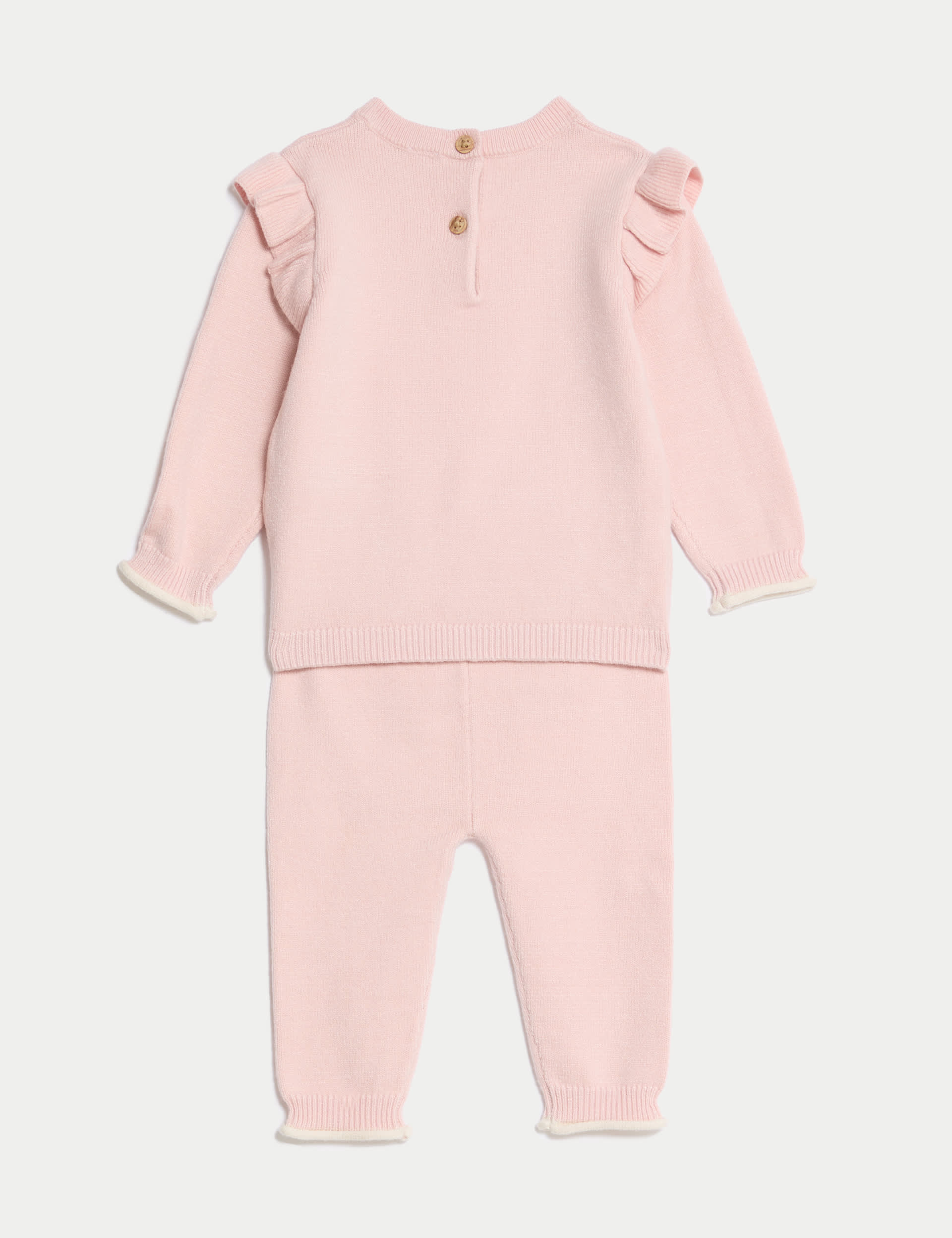 M&S Collection Girls 2pc Knitted Heart Outfit (7lbs-1 Yrs) - 1 M - Pink, Pink