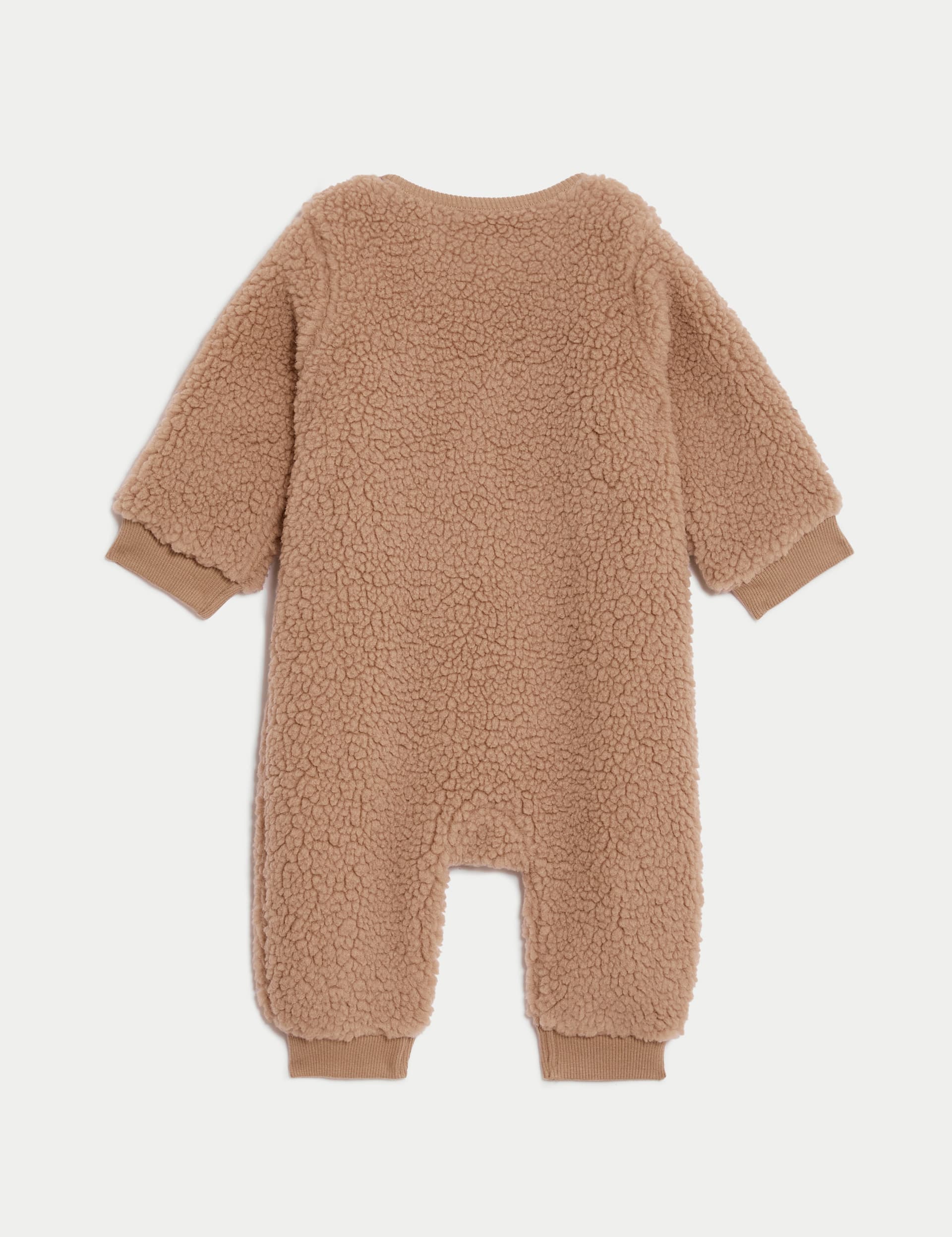 M&S Collection Girls Fleece Bear Face Sleepsuit (7lbs-3 Yrs) - 0-3 M - Mink Mix, Pink Mix,Mink Mix