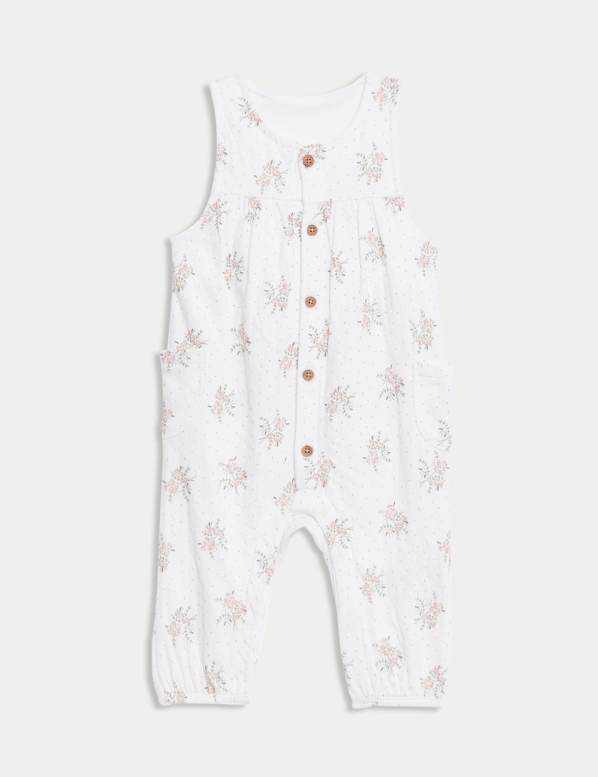 M&S Collection Girls 2pc Pure Cotton Floral Outfit (7lbs - 1 Yrs) - 1 M - White Mix, White Mix