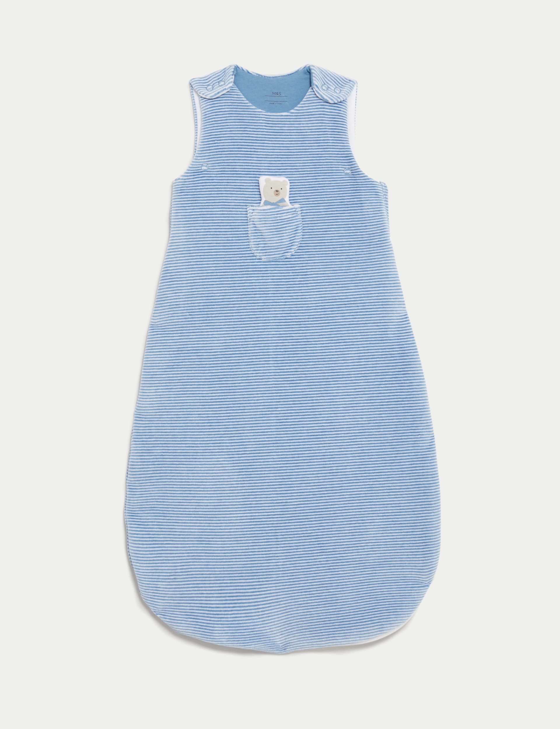 M&S Collection Boys Velour Teddy 2.5 Tog Sleeping Bag (0-3 Yrs) - 18-36 - Blue Mix, Blue Mix