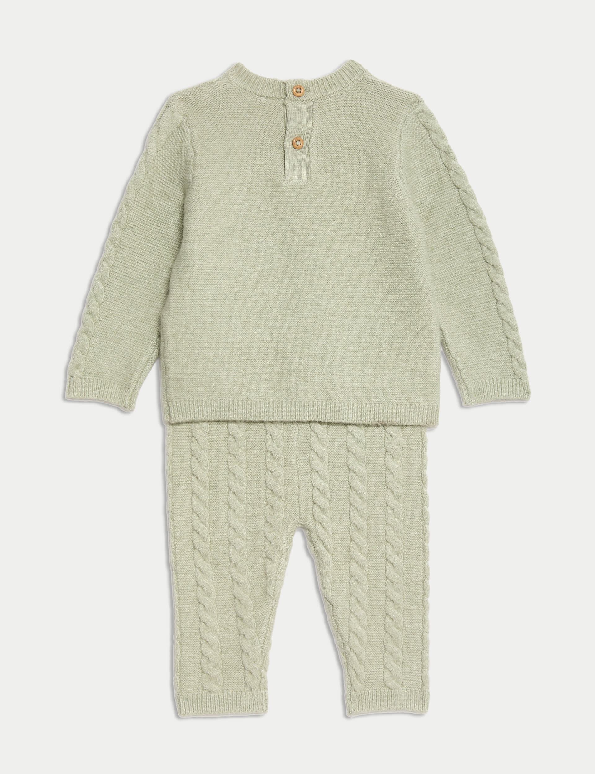 M&S Collection Boys 2pc Knitted Outfit (7lbs-12 Mths) - 0-3 M - Green, Calico,Green