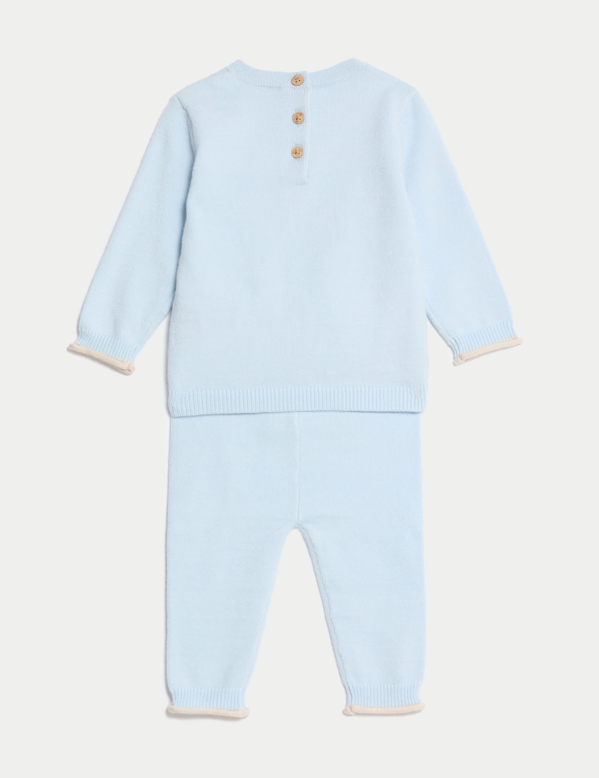 M&S Collection Boys 2pc Whale Knitted Outfit (7lbs-1 Yrs) - 0-3 M - Blue, Blue