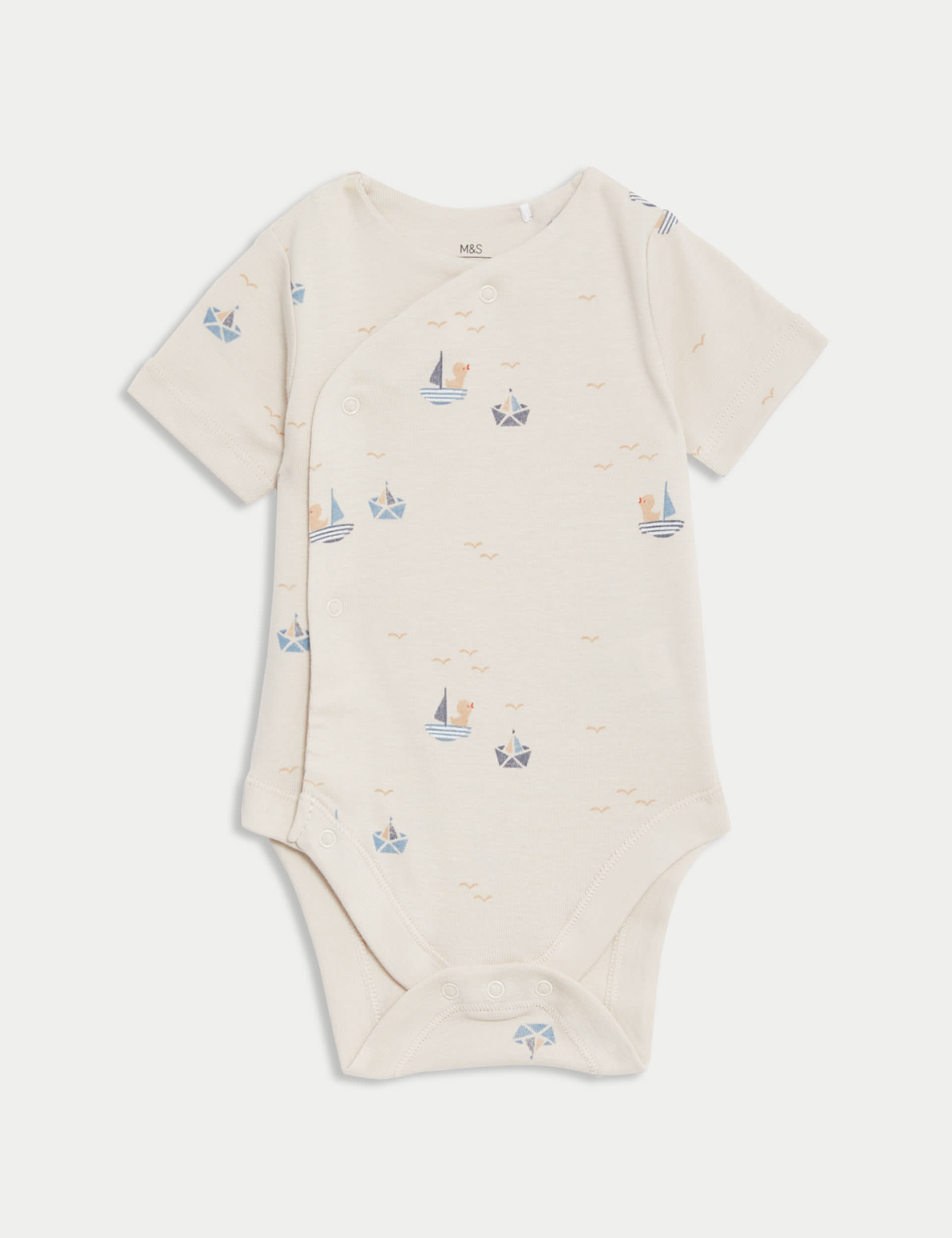 M&S Collection Boys 4pc Pure Cotton Boat Starter Set (7lbs-9 Mths) - 0-3 M - Cream Mix, Cream Mix