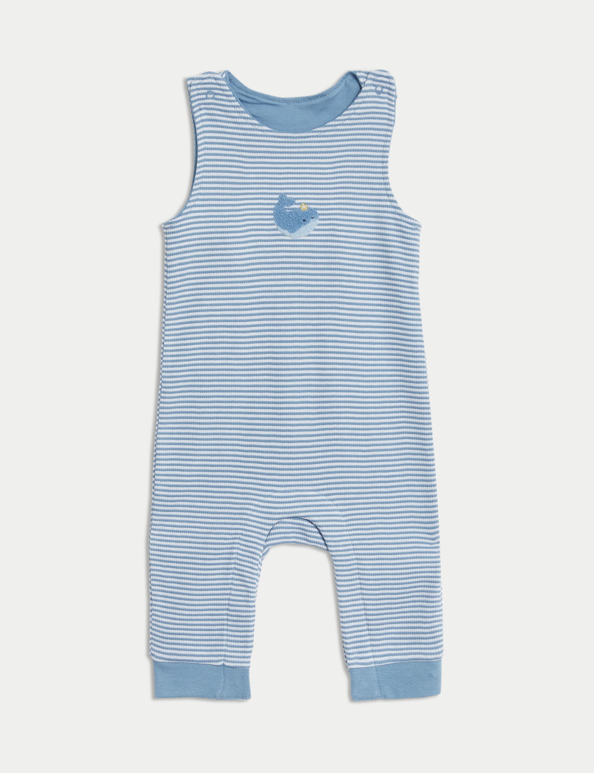 M&S Collection Boys 2pc Pure Cotton Striped Whale Outfit (7lbs-1 Yrs) - 0-3 M - Blue Mix, Blue Mix