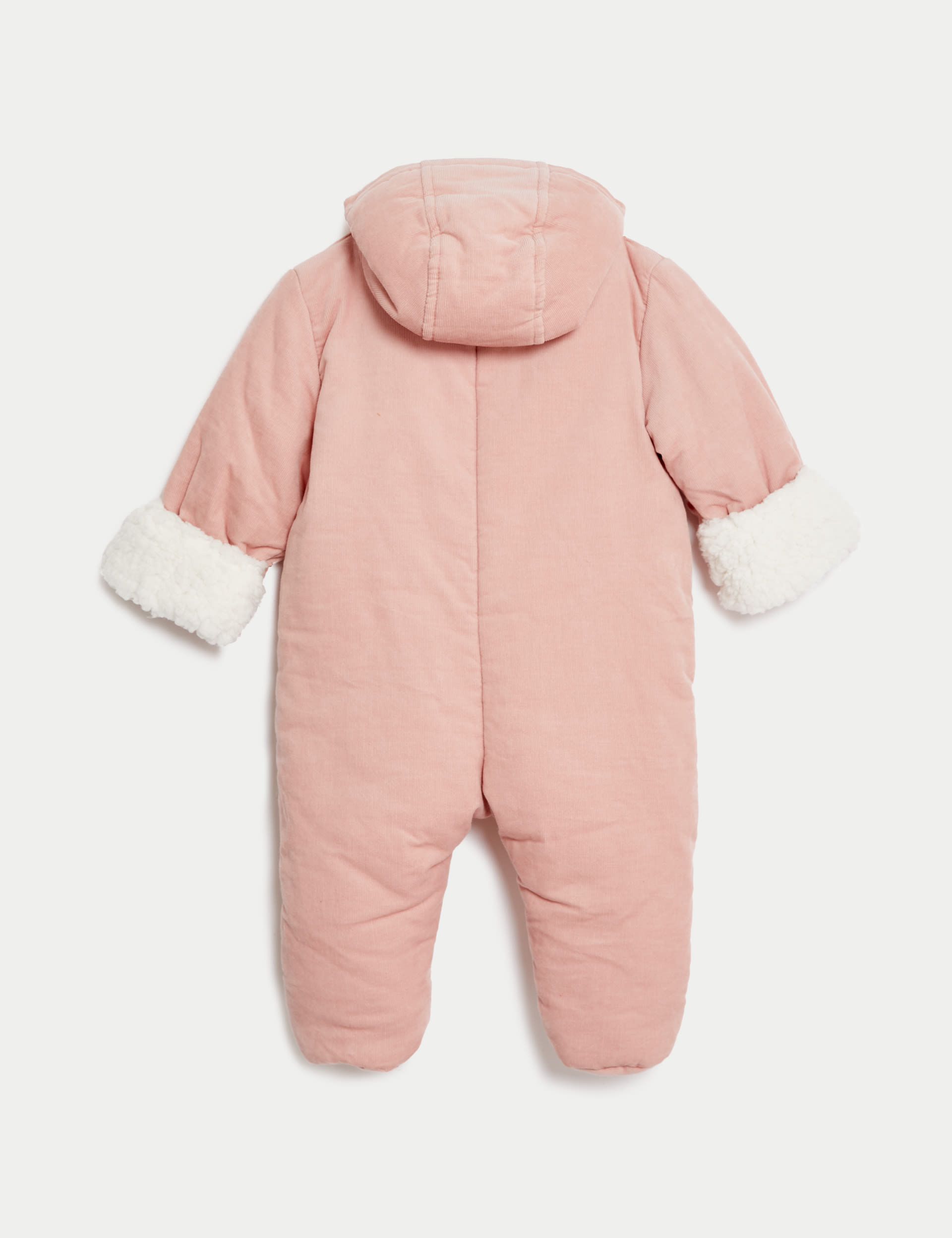 M&S Collection Girls Cord Hooded Padded Pramsuit (0-1 Yrs) - 0-3 M - Pink Mix, Pink Mix