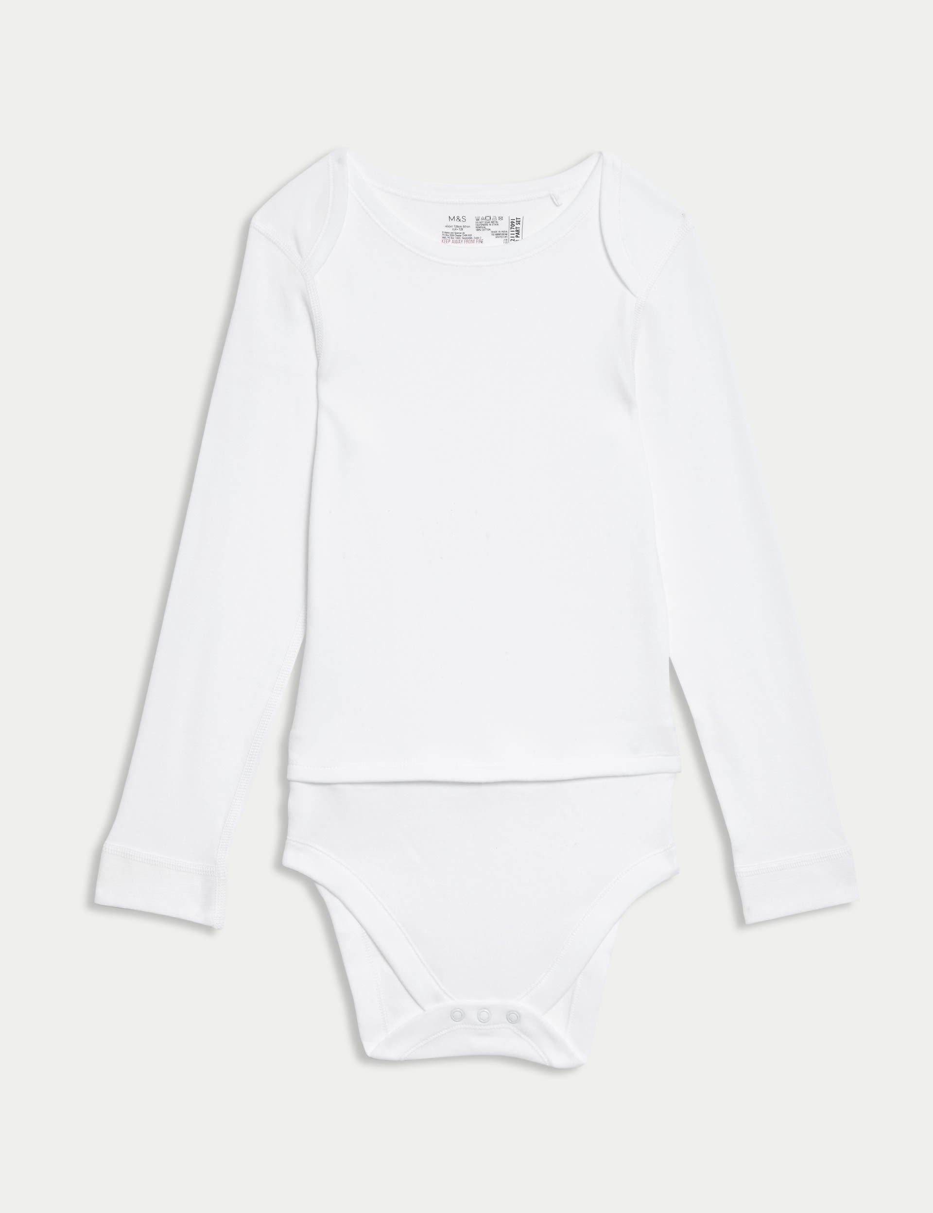 M&S Collection 3pk Adaptive Pure Cotton Bodysuits (7lbs-16 Yrs) - 15-16 - White, White