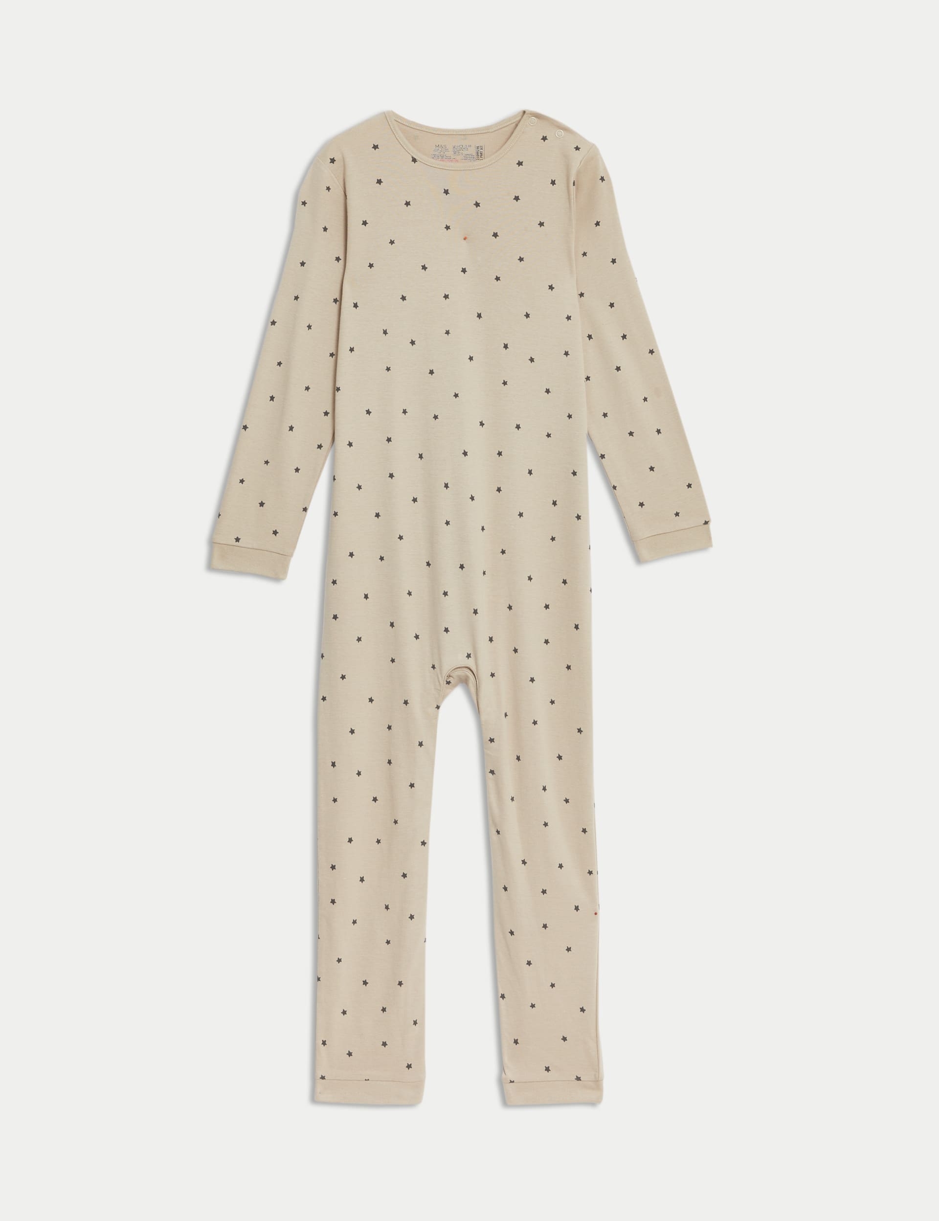 M&S Collection 2 Pack Adaptive Pure Cotton Star Sleepsuits (3-16 Yrs) - 15-16 - Oatmeal Mix, Oatmeal