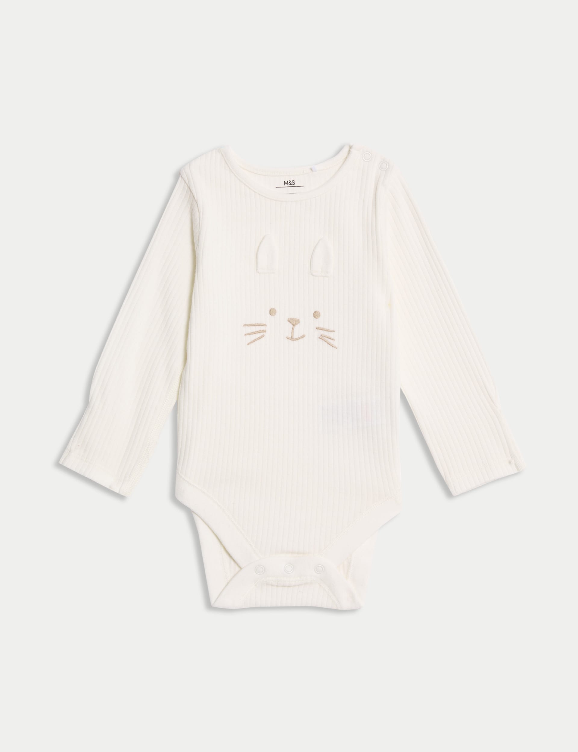 M&S Collection 3pc Cotton Rich Bunny Outfit (7lbs-1 Yrs) - 0-3 M - Cream Mix, Cream Mix