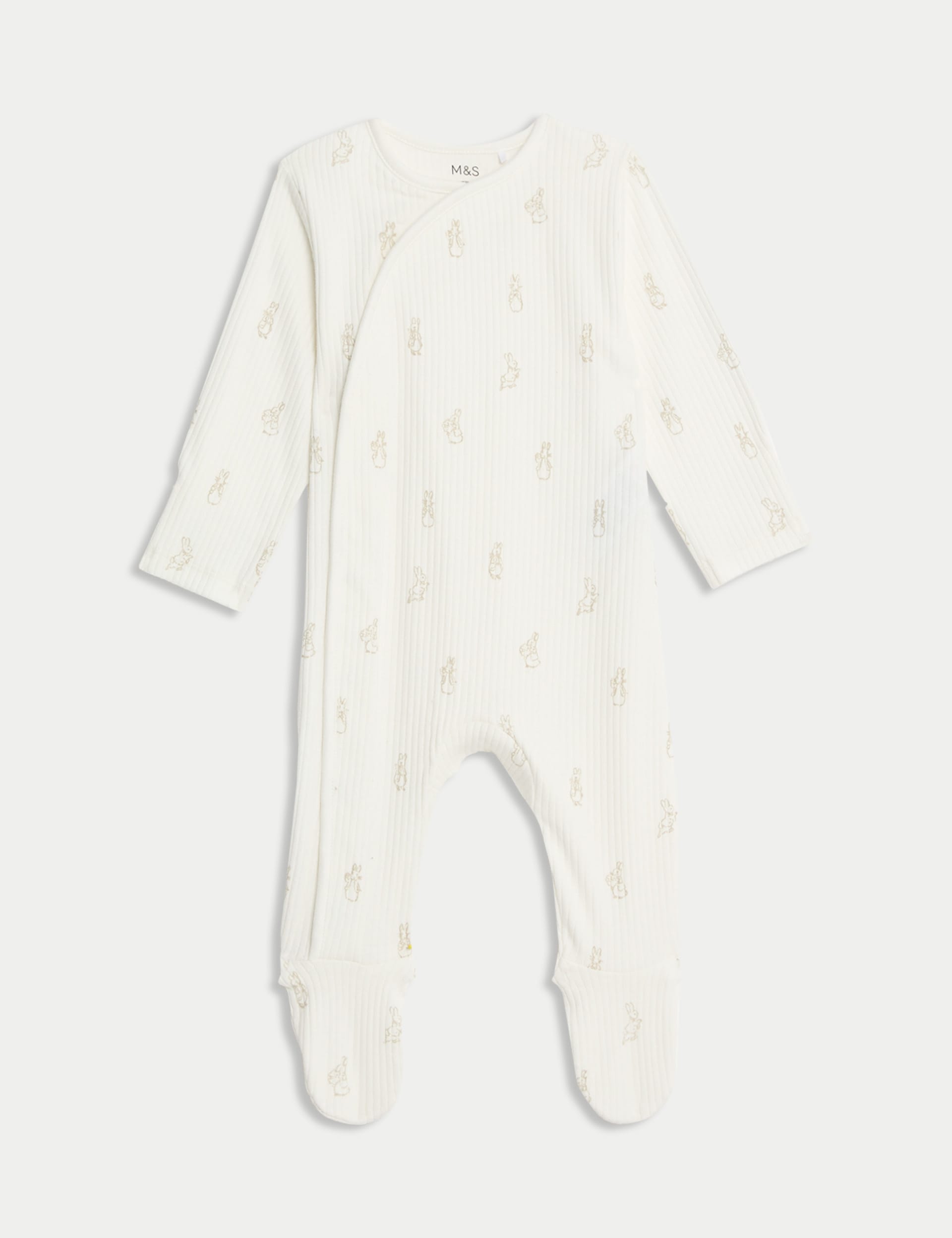 M&S Collection 2pc Peter Rabbit Sleepsuit and Hat (7lbs-1 Yrs) - 3-6 M - Cream Mix, Cream Mix