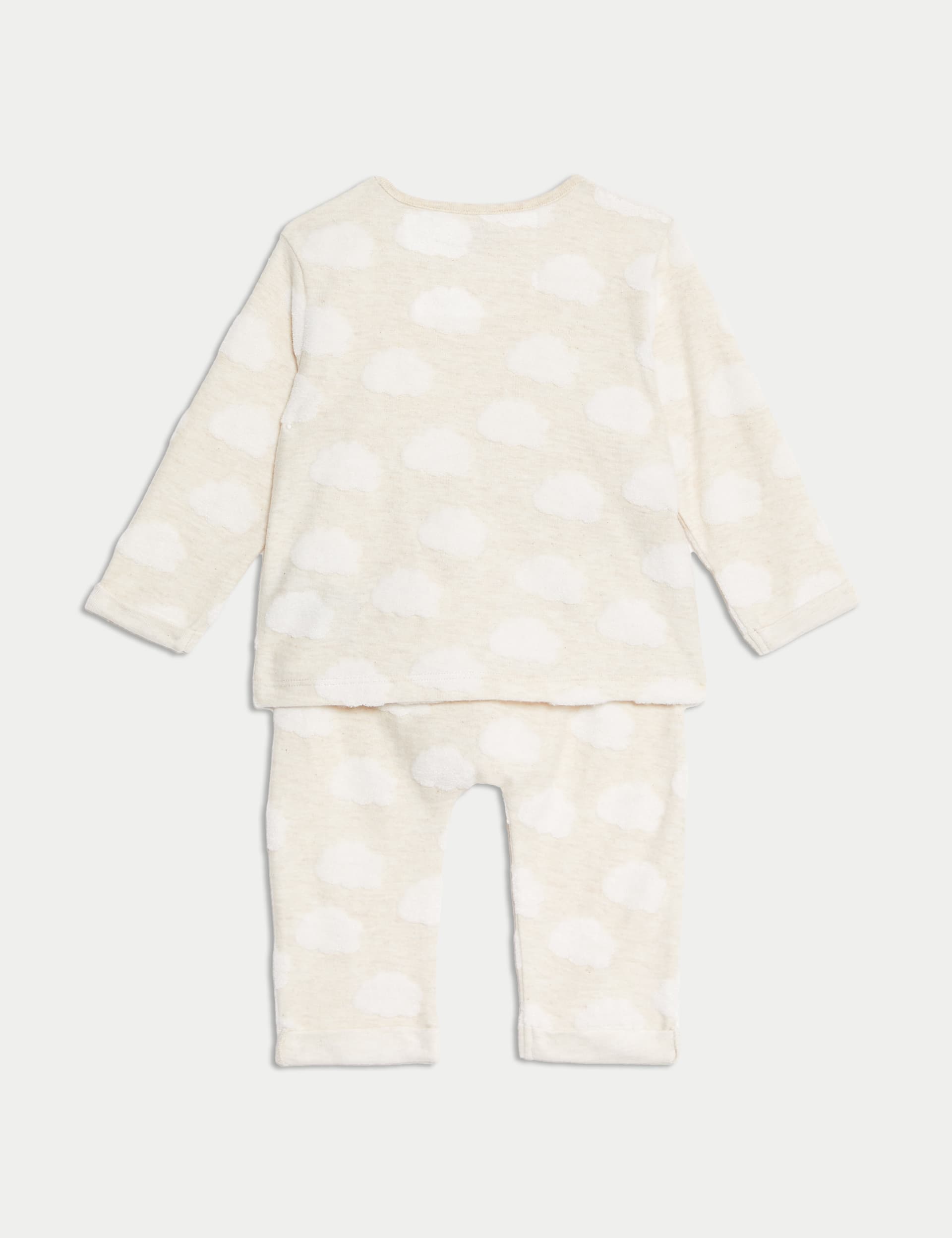 M&S Collection 2pc Cotton Blend Textured Cloud Outfit (0-12 Mths) - 0-3 M - Oatmeal, Oatmeal