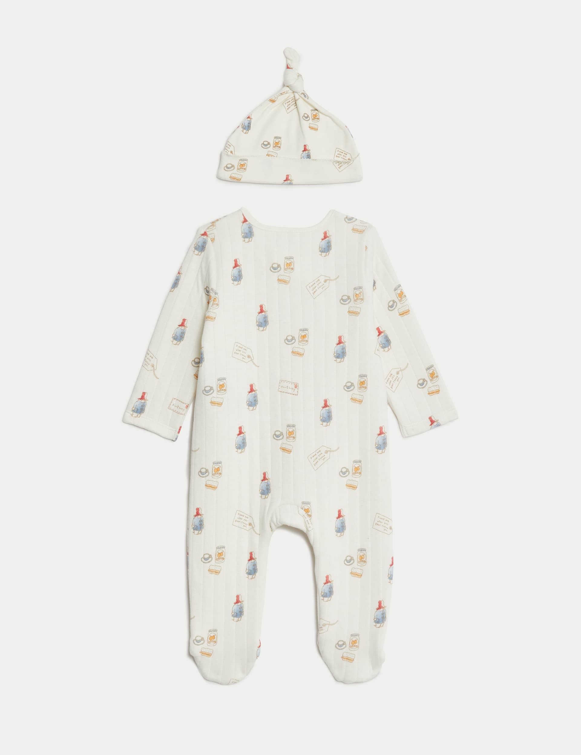 M&S Collection 2pc Cotton Rich Paddington Sleepsuit Set (7lbs - 1 Yrs) - 0-3 M - Cream Mix, Cream M