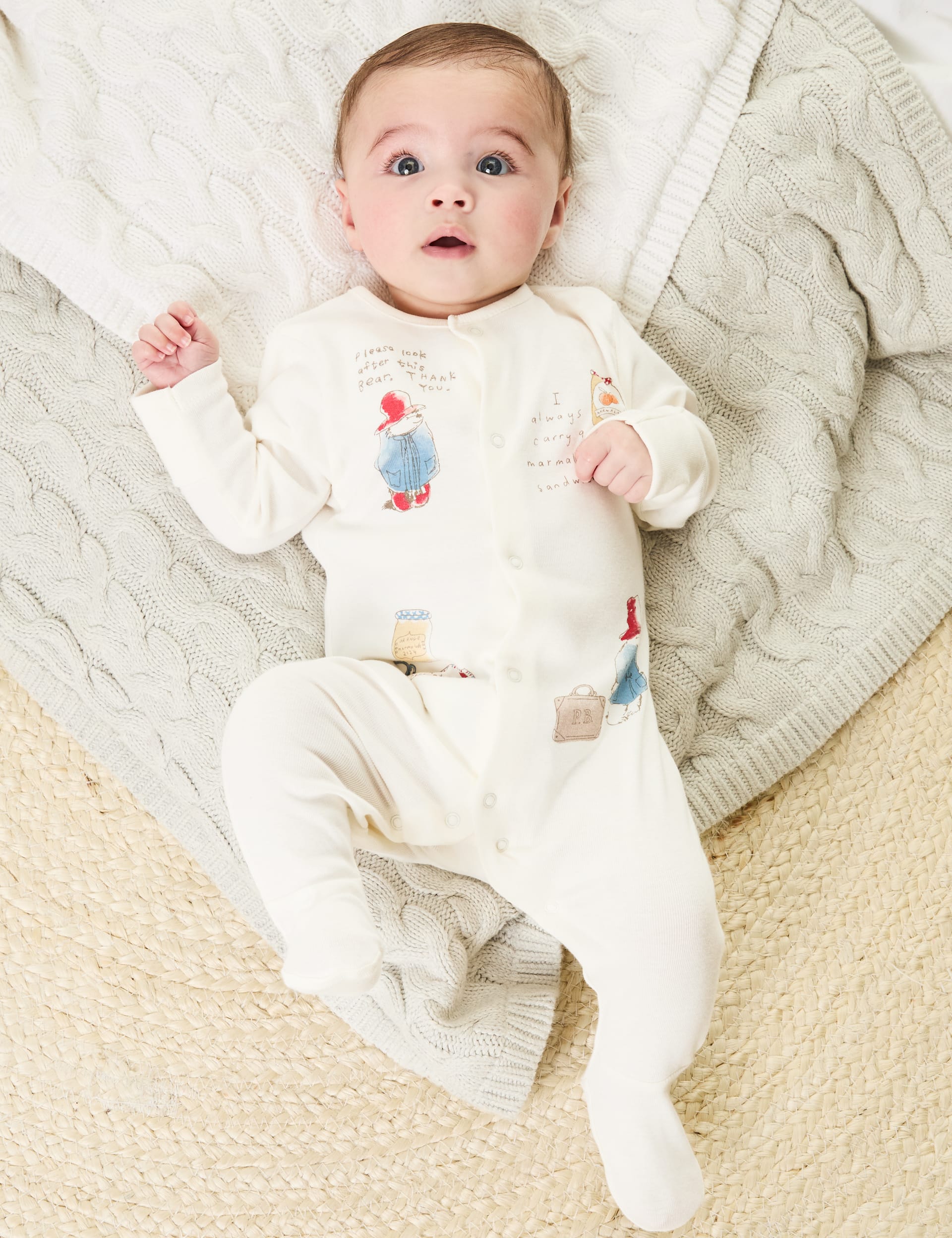 M&S Collection 4pc Pure Cotton Paddington Starter Set (7lbs-1 Yrs) - 0-3 M - Cream Mix, Cream Mix