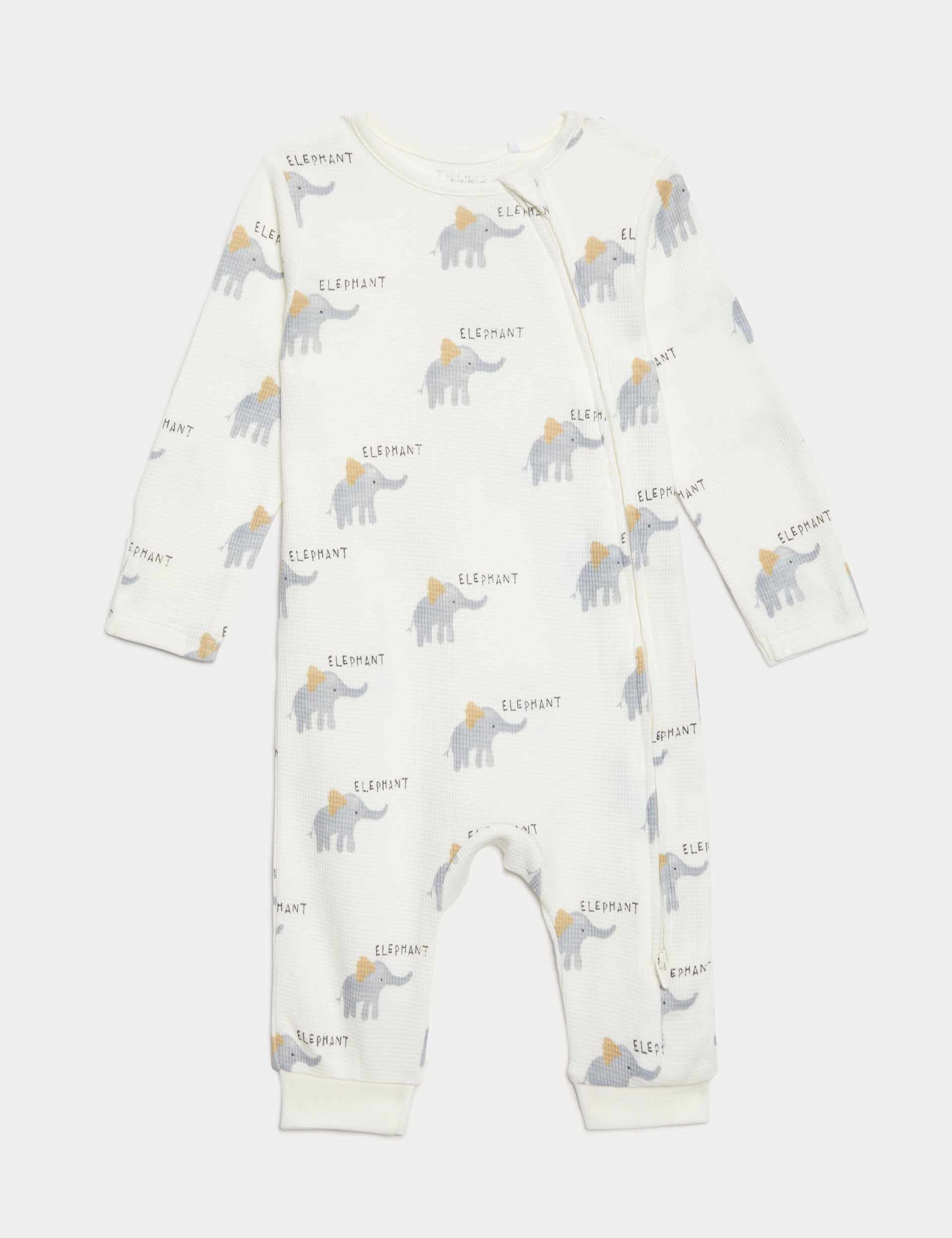 M&S Collection 3pk Pure Cotton Safari Sleepsuits (6lbs-3 Yrs) - TINY - Yellow Mix, Yellow Mix