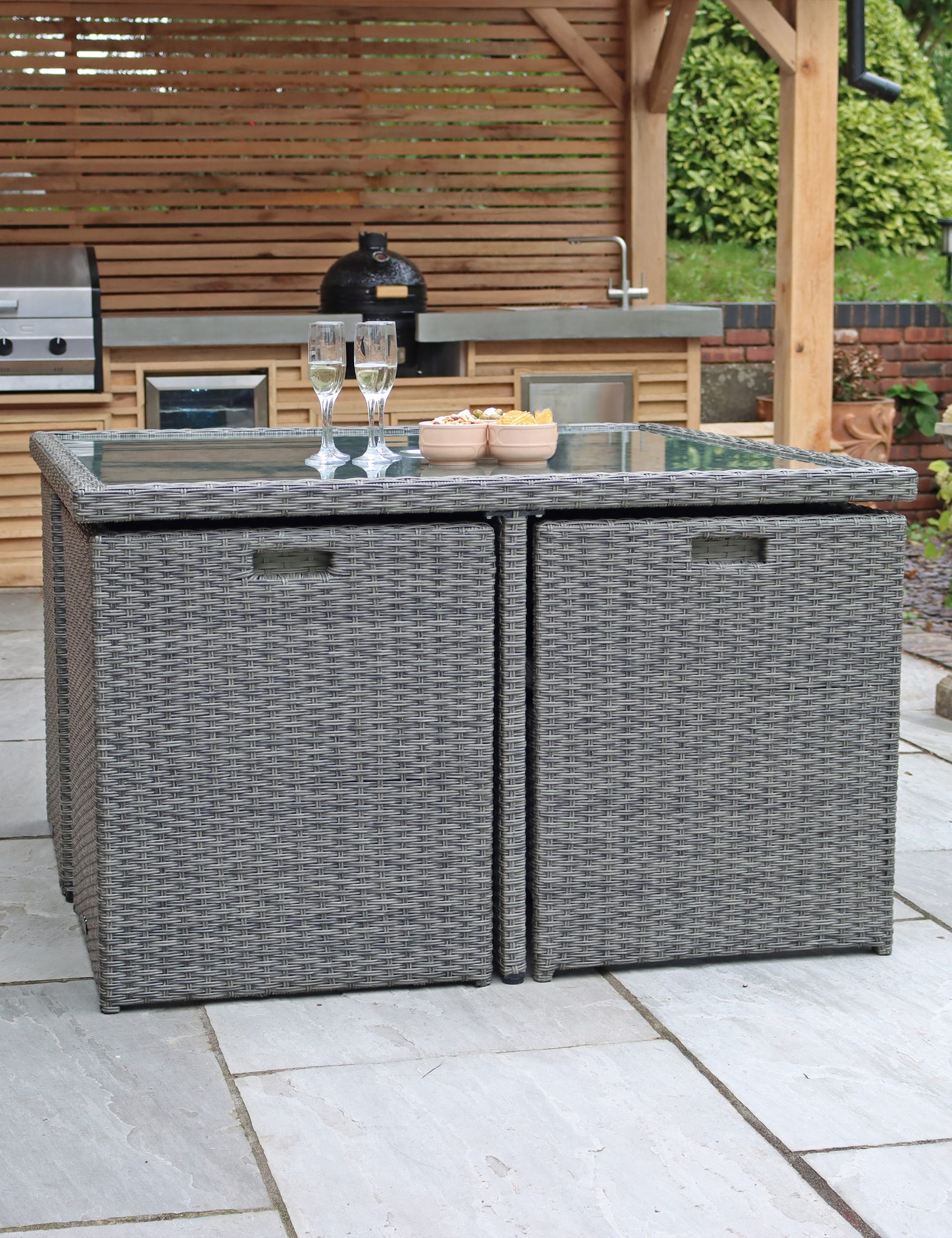 Royalcraft Paris Rattan 8 Seater Garden Dining Set - Grey, Grey