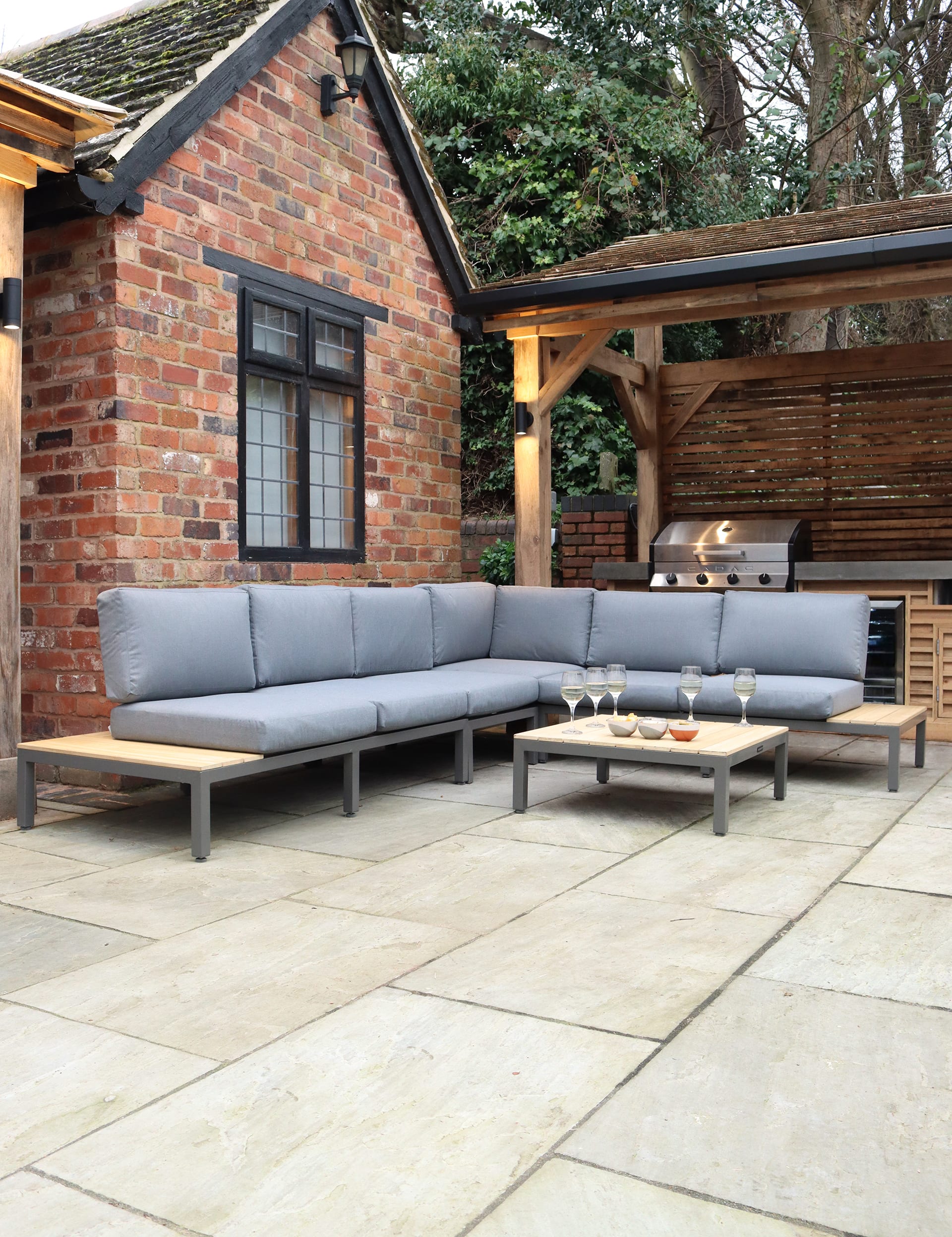 Royalcraft Aspen 6 Seater Garden Corner Lounge Set - Grey, Grey