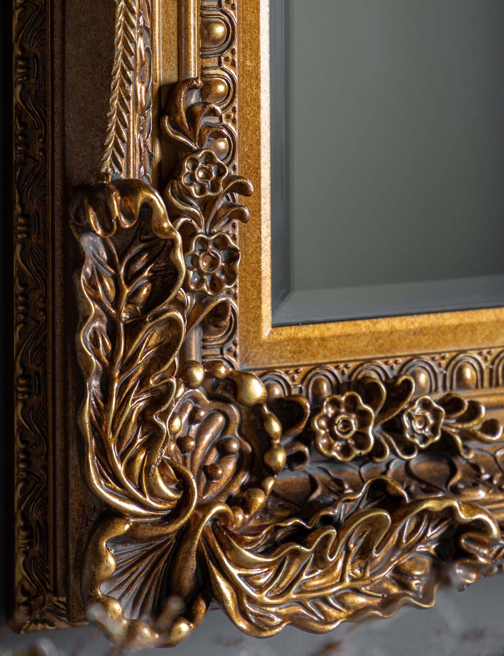 Gallery Direct Carved Louis Extra Large Rectangular Mirror - Gold, Gold