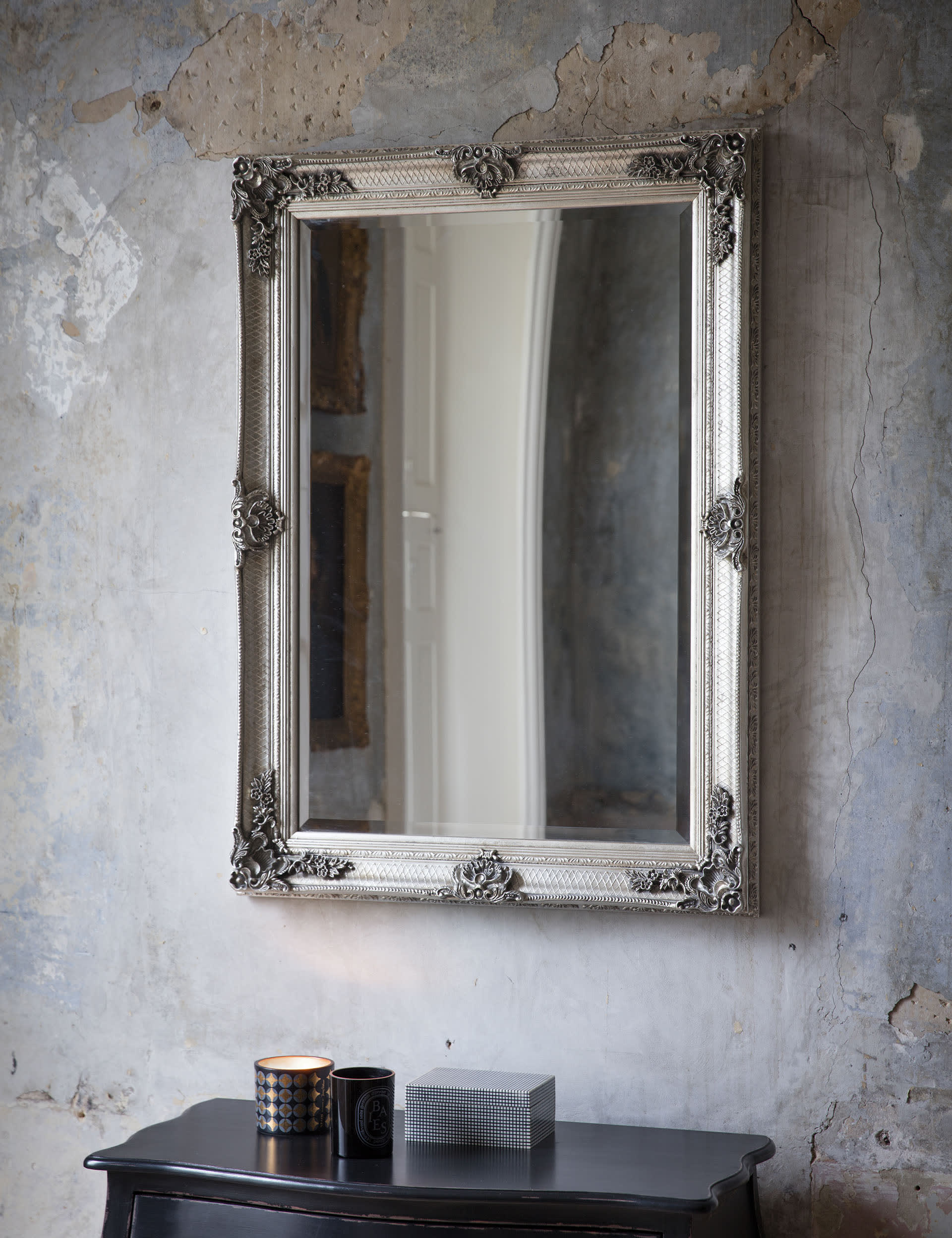 Gallery Direct Abbey Extra Large Rectangular Wall Mirror - Silver, Silver