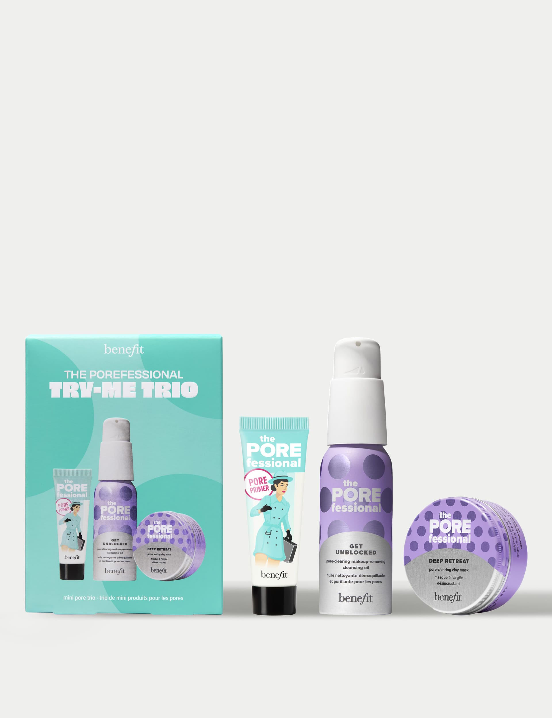 Benefit Women's The Porefessional Try Me Trio Porefessional Primer & Skincare Oil Cleanser & Clay Fa