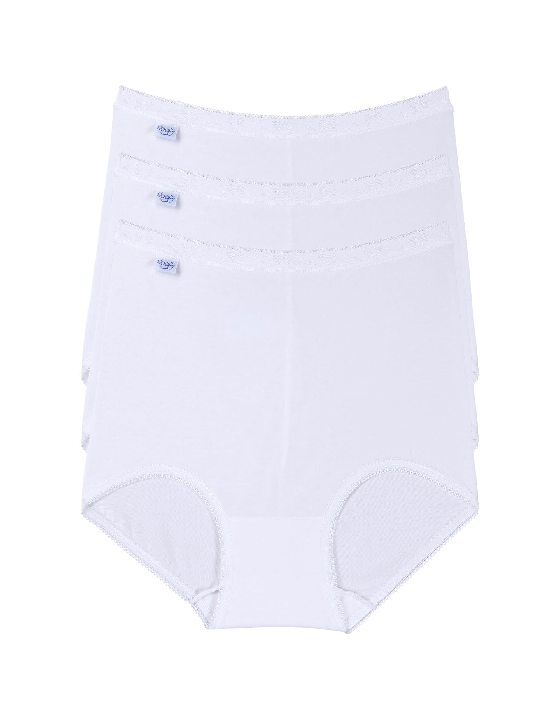 Sloggi Women's 3pk High Waisted Full Briefs - 16 - White, White,Black,Beige,Grey Mix