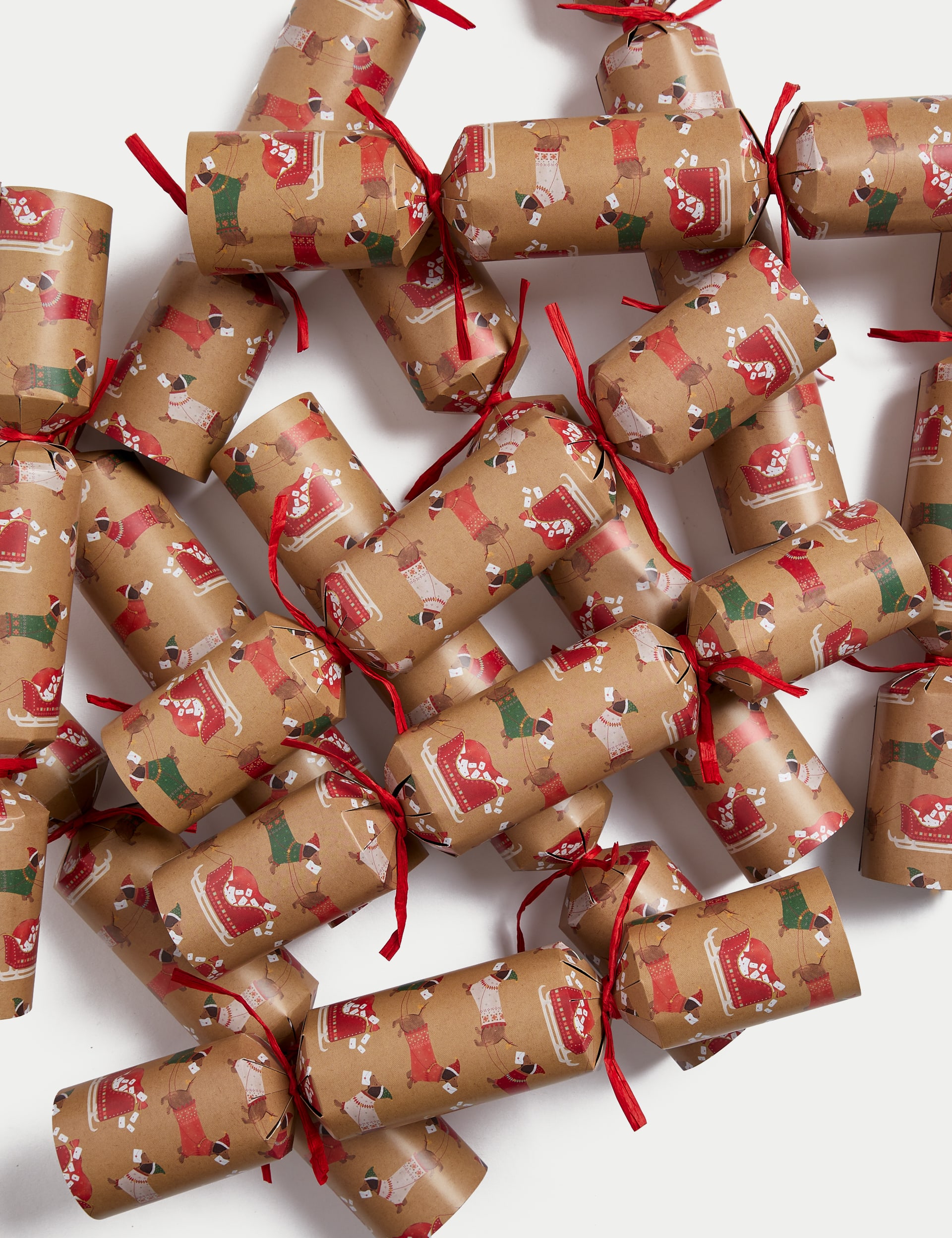 M&S 12 Festive Game Christmas Crackers - Sausage Dogs Design