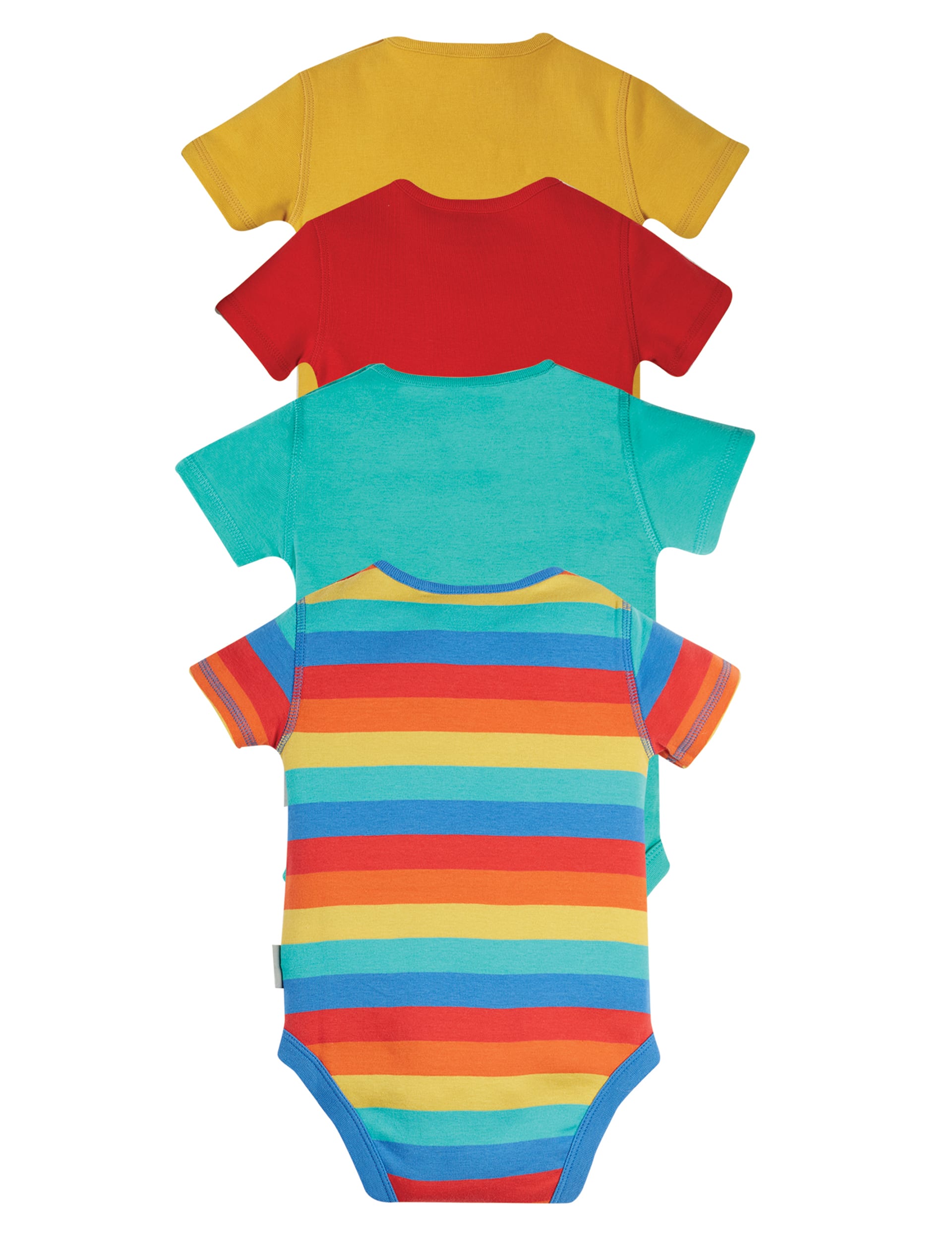 Frugi 4pk Cotton Rainbow Bodysuits (7lbs-3 Yrs) - 3-6 M - Multi, Multi