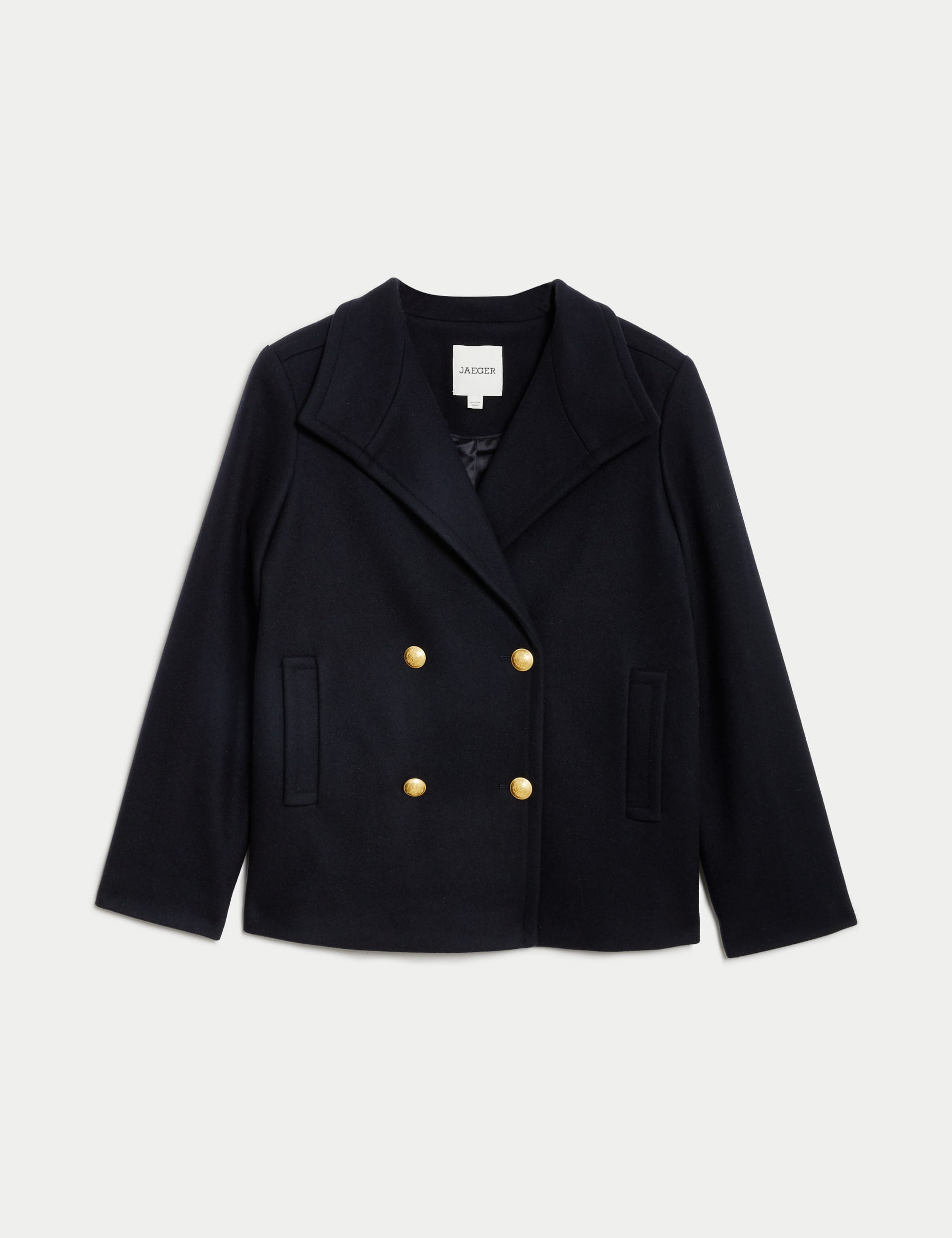 Jaeger Women's Italian Wool Rich Double Breasted Pea Coat - 18 - Navy, Navy