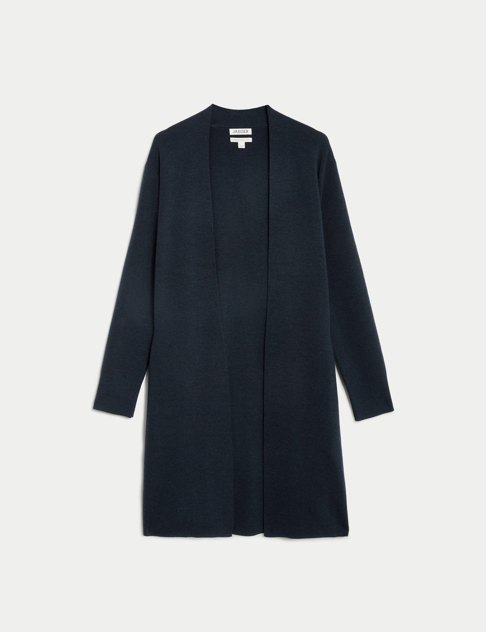 Jaeger Women's Pure Merino Wool Longline Cardigan - Navy, Ivory,Navy,Black