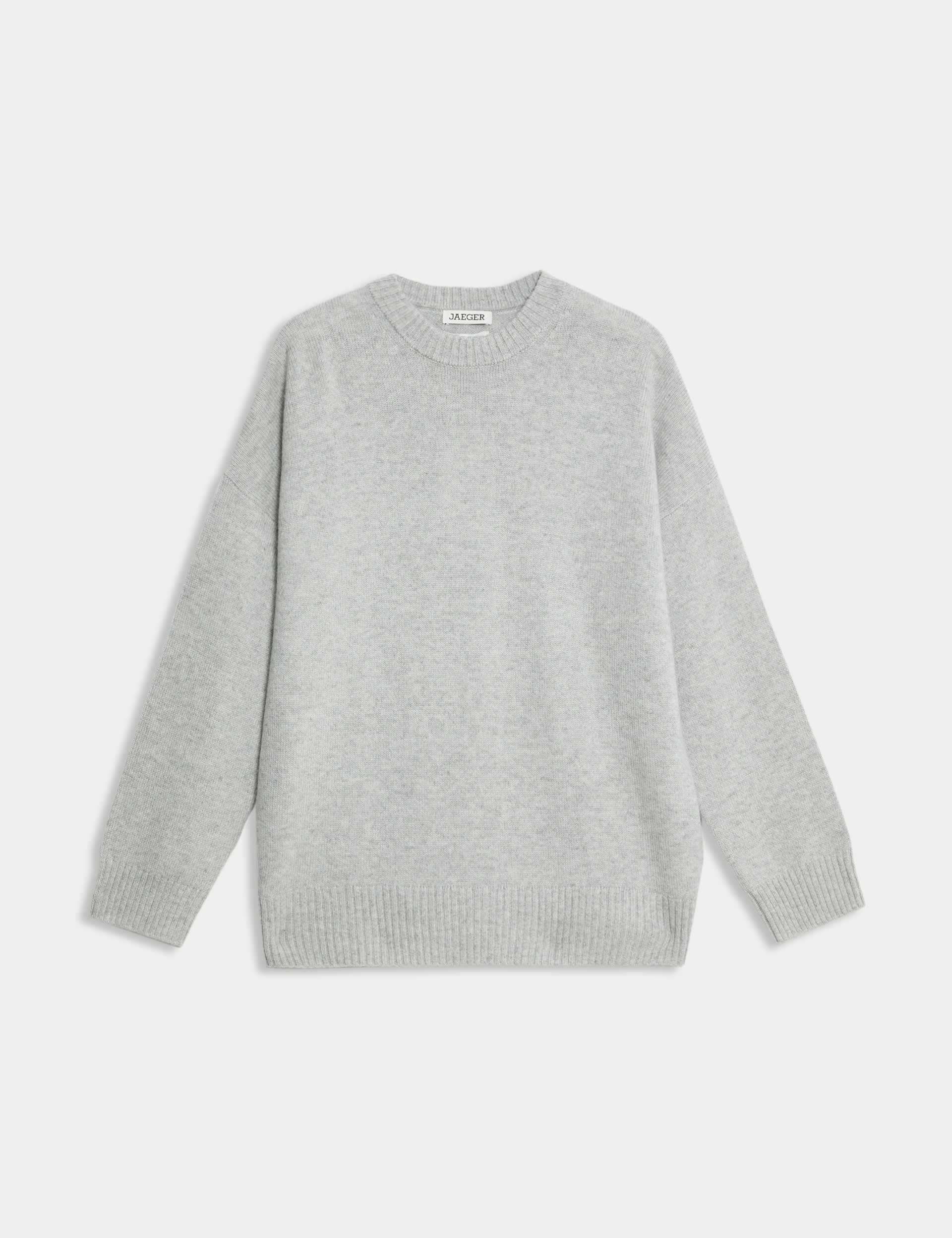 Jaeger Women's Pure Cashmere Crew Neck Relaxed Jumper - Grey, Peach,Grey