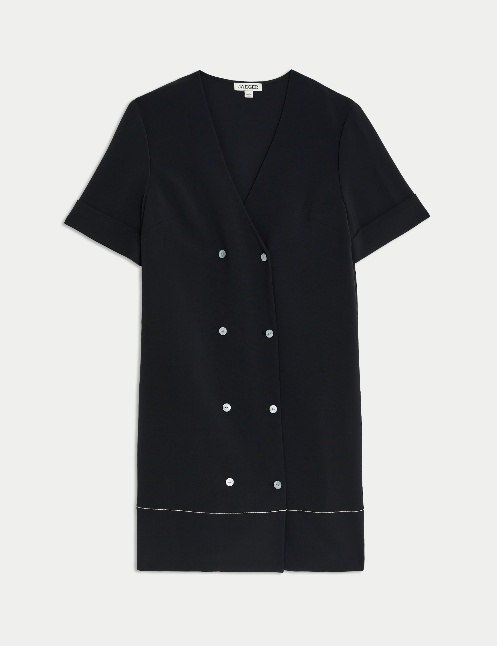 Jaeger Women's Crepe Button Button Detail Mini Shift Dress - 12 - Black, Black