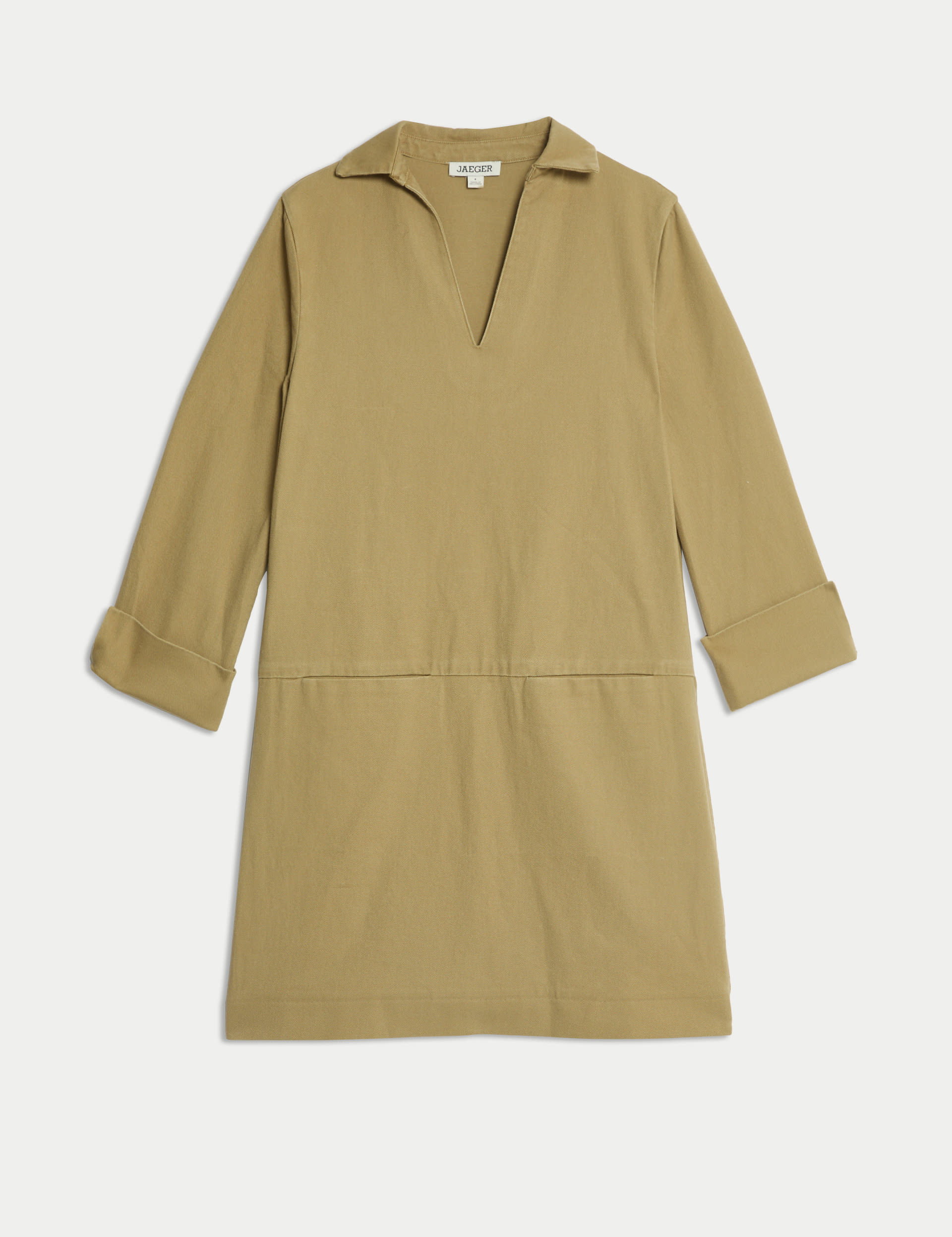 Jaeger Denim Collared Midi Shift Dress - 14 - Camel, Camel