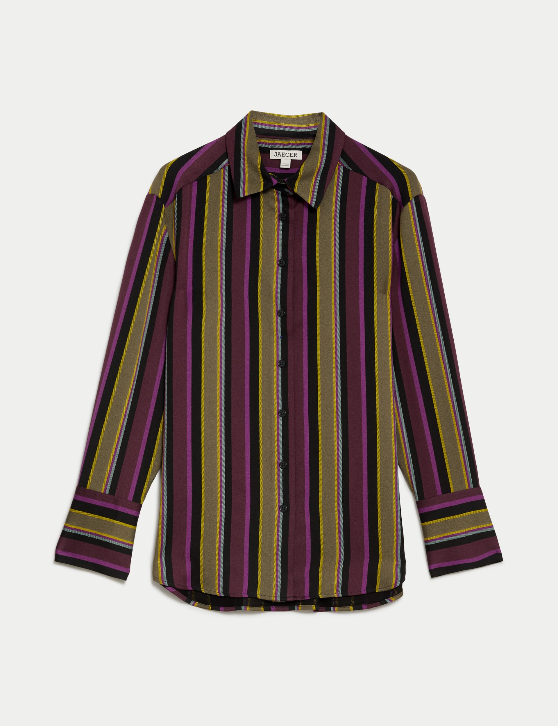 Jaeger Women's Striped Collared Shirt - 8 - Purple Mix, Purple Mix