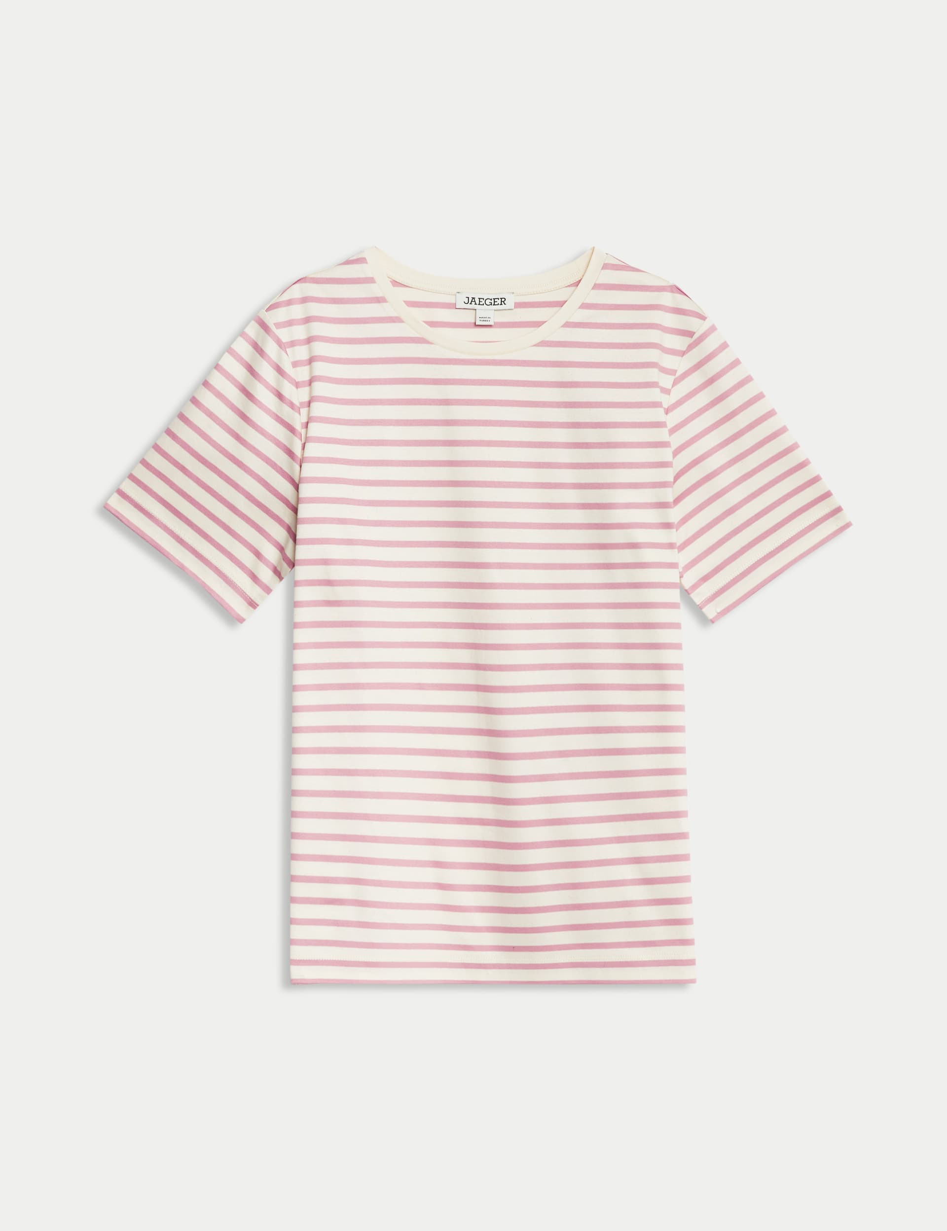 Jaeger Pure Cotton Striped T-Shirt - 14 - Pink, Pink