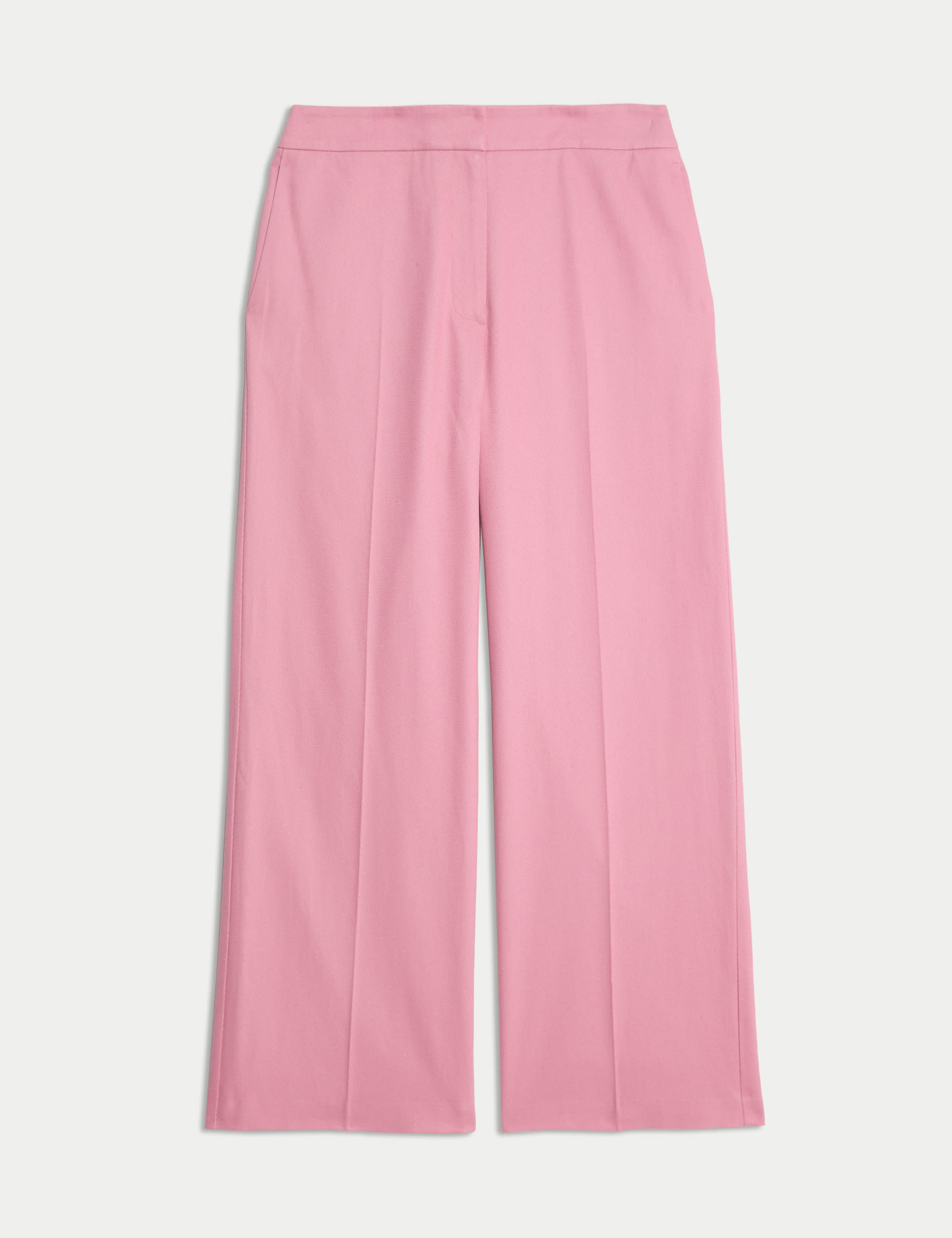 Jaeger Women's Cotton Rich Wide Leg Trousers with Linen - 10 - Pink, Pink