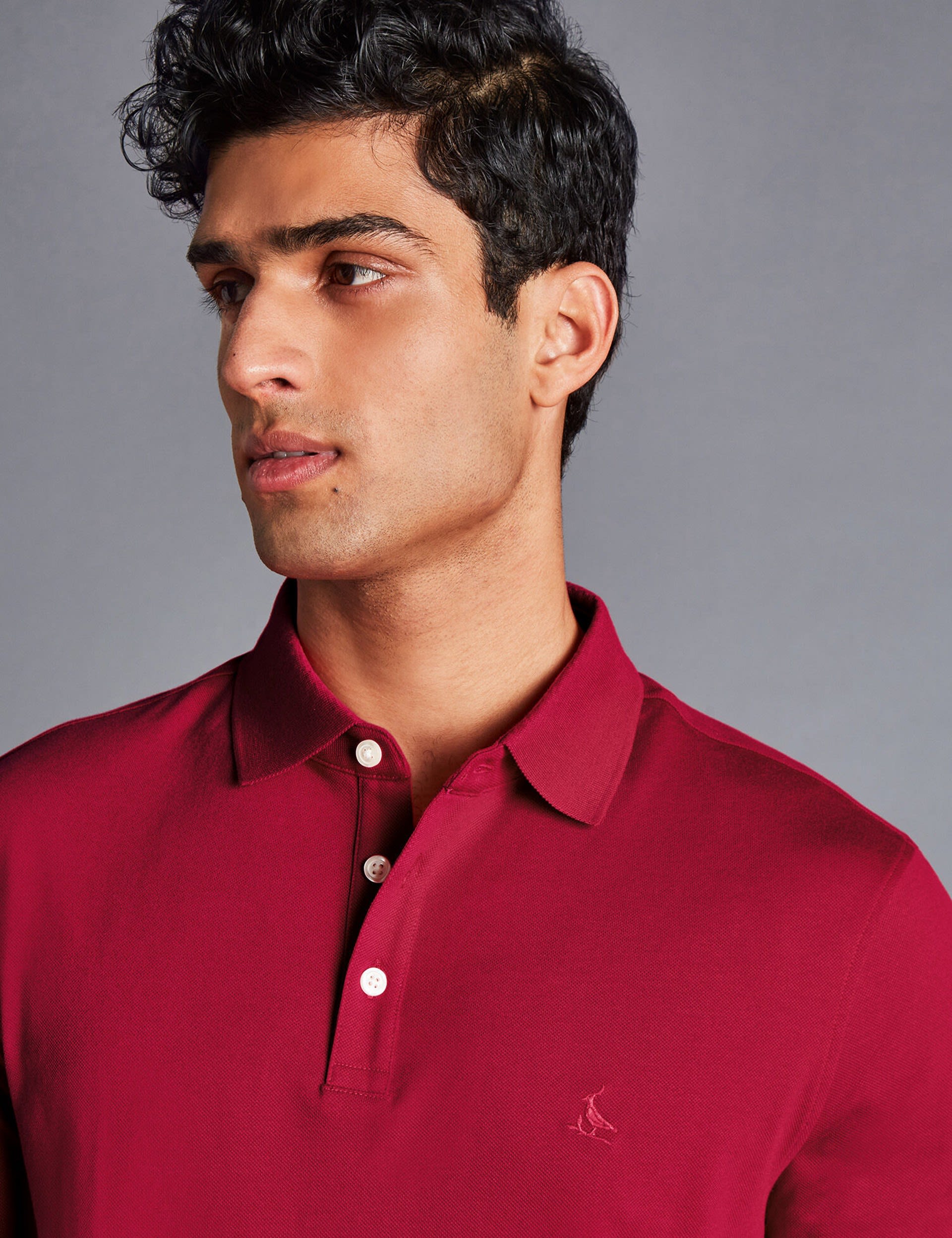 Charles Tyrwhitt Men's Cotton Rich Pique Polo Shirt - Red, Red