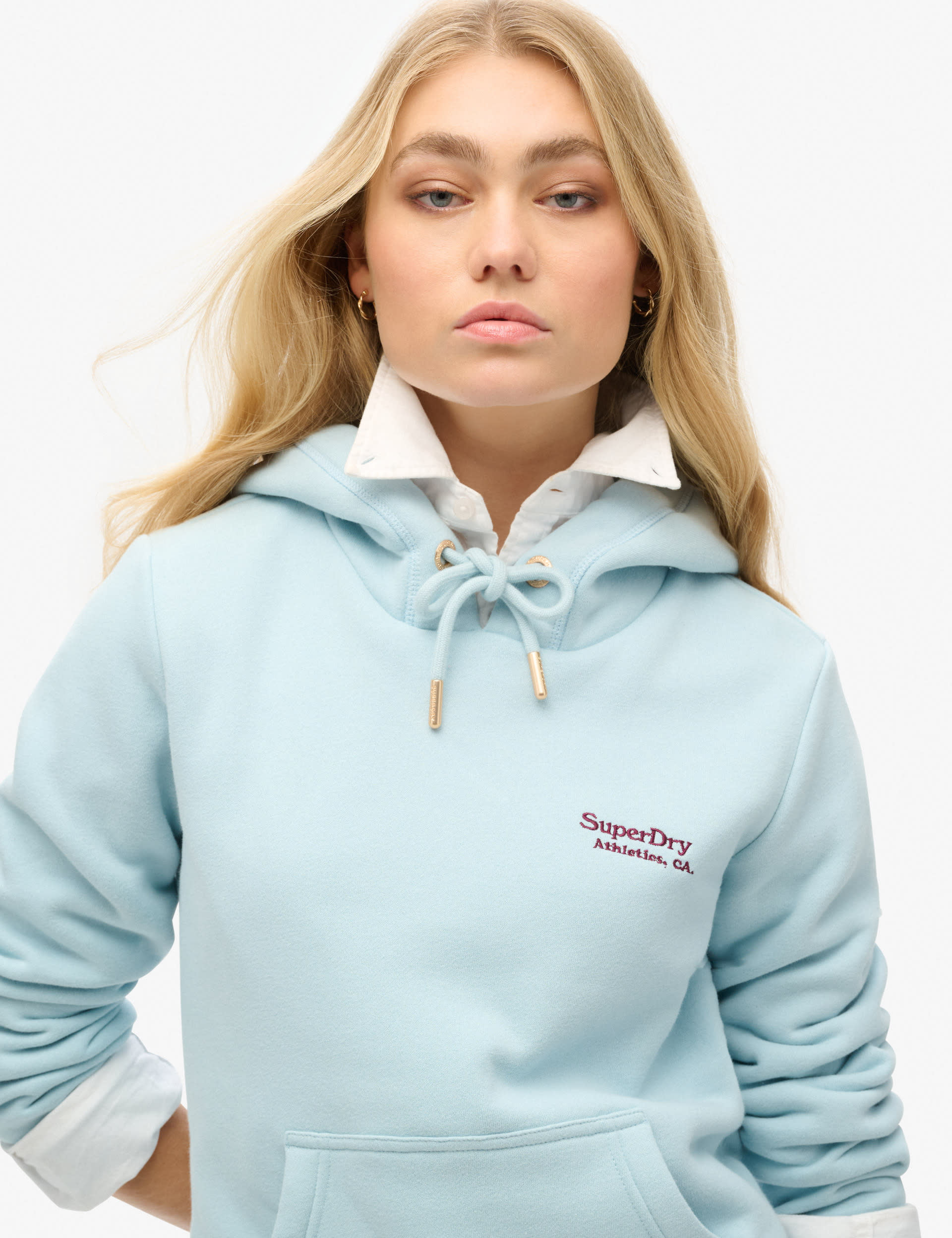 Superdry Women's Cotton Rich Relaxed Hoodie - 10 - Light Blue, Light Blue