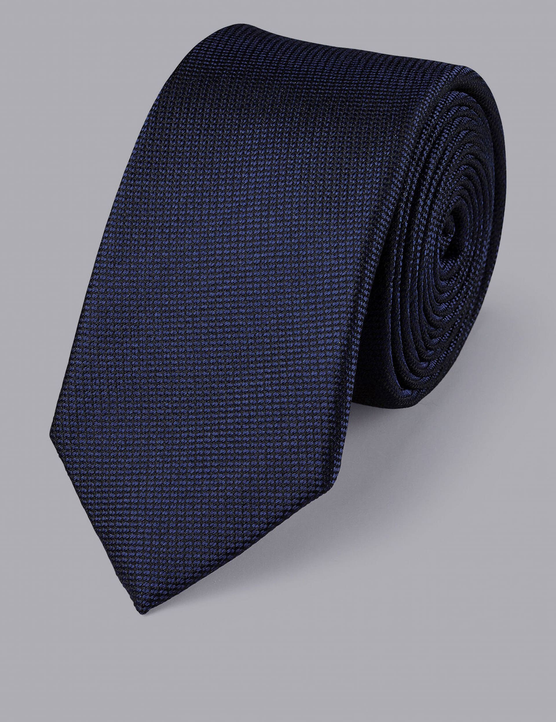 Charles Tyrwhitt Men's Slim Textured Pure Silk Tie - one size - Blue, Blue