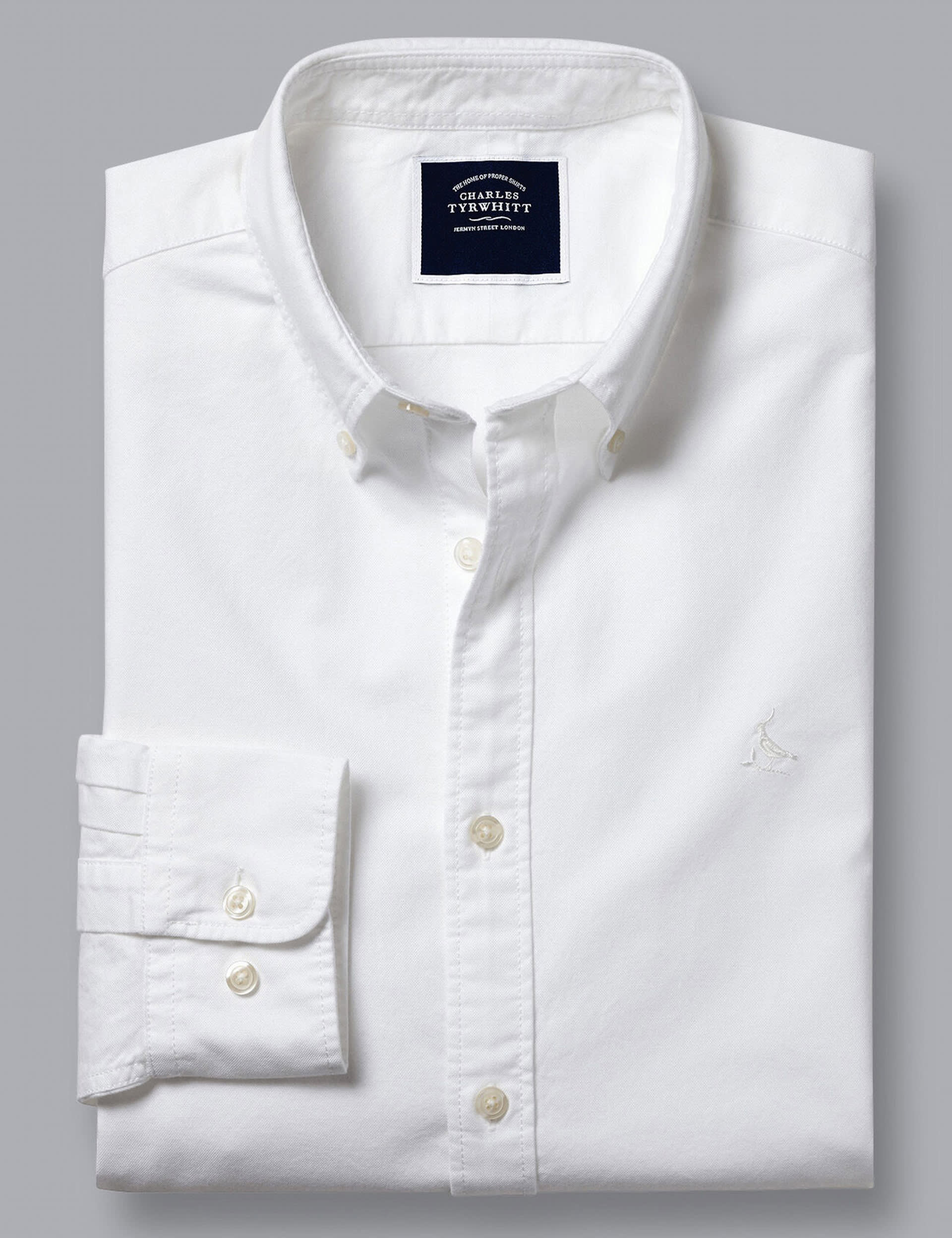 Charles Tyrwhitt Men's Slim Fit Pure Cotton Oxford Shirt - White, White,Blue