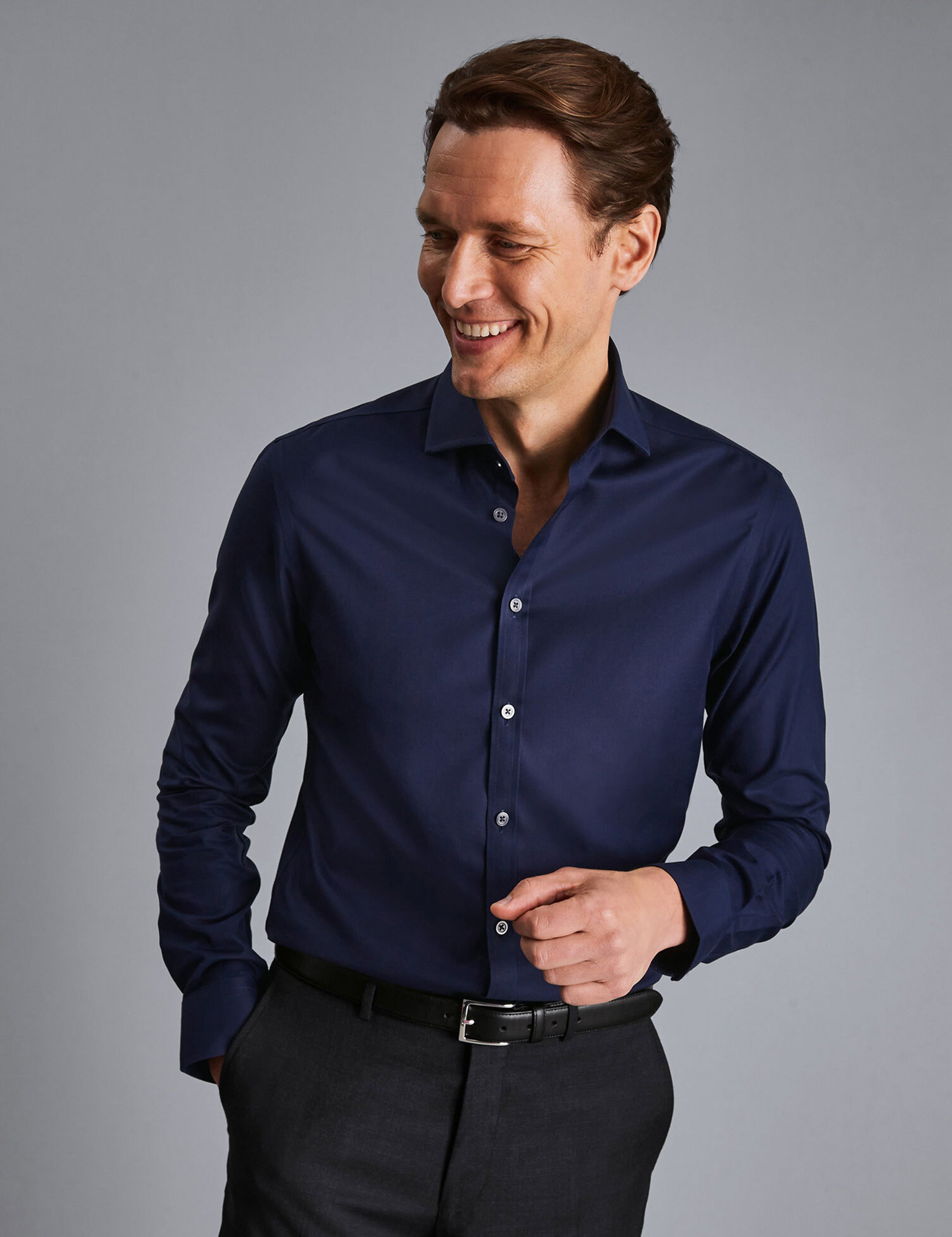 Charles Tyrwhitt Men's Slim Fit Non Iron Pure Cotton Twill Shirt - 15/33 - White, Navy,Pink,White,Bl