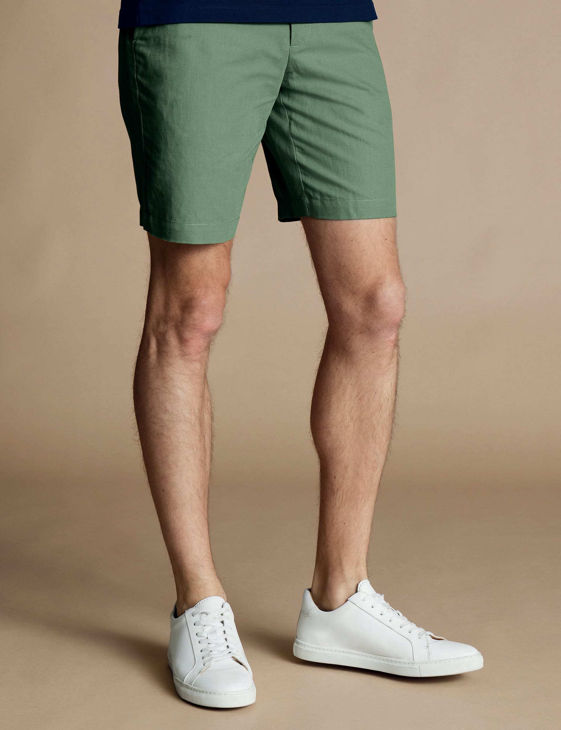 Charles Tyrwhitt Men's Linen Blend Lightweight Shorts - 36 - Light Green, Light Green