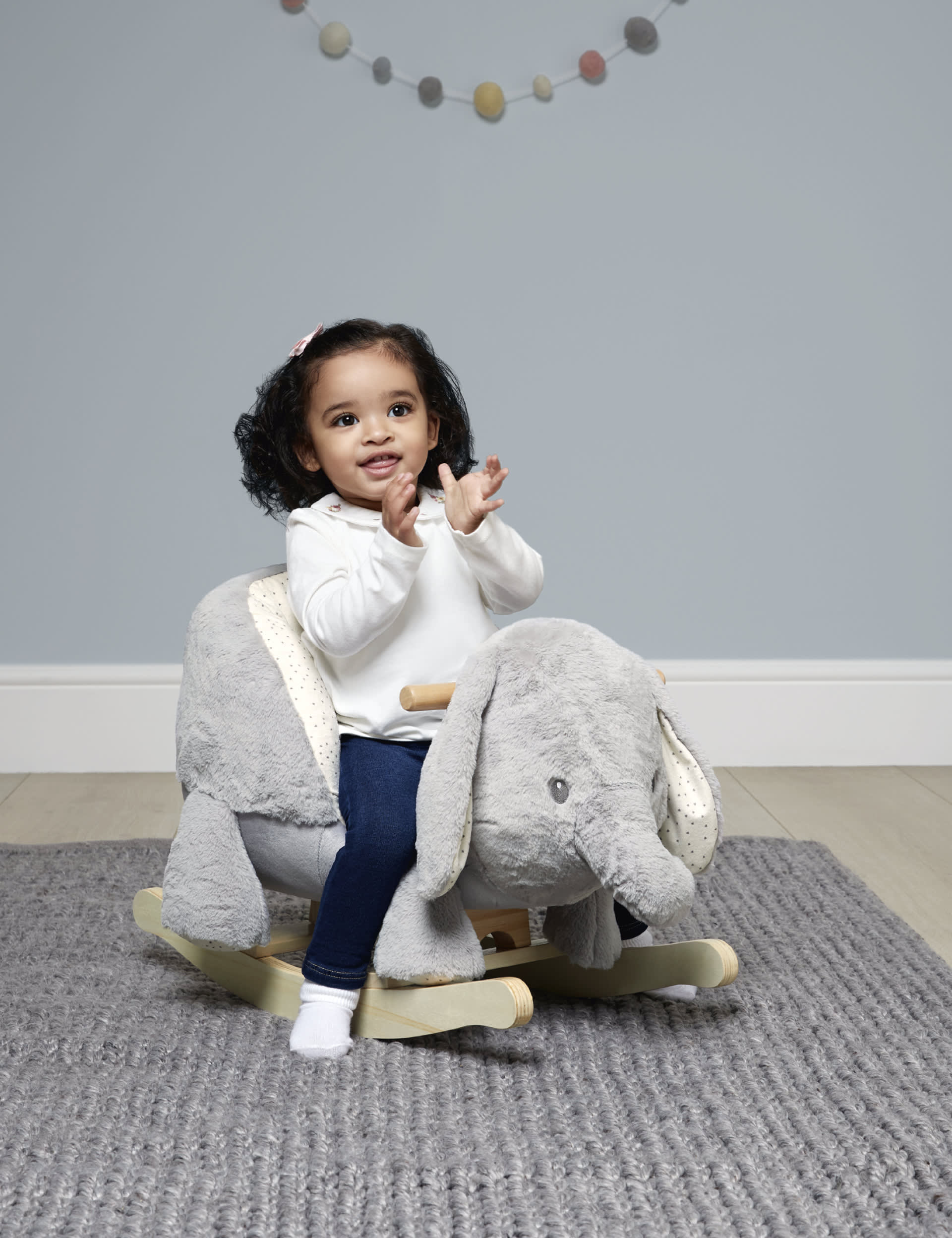 Mamas & Papas Ellery Rocking Elephant (9 Mths) - Grey, Grey