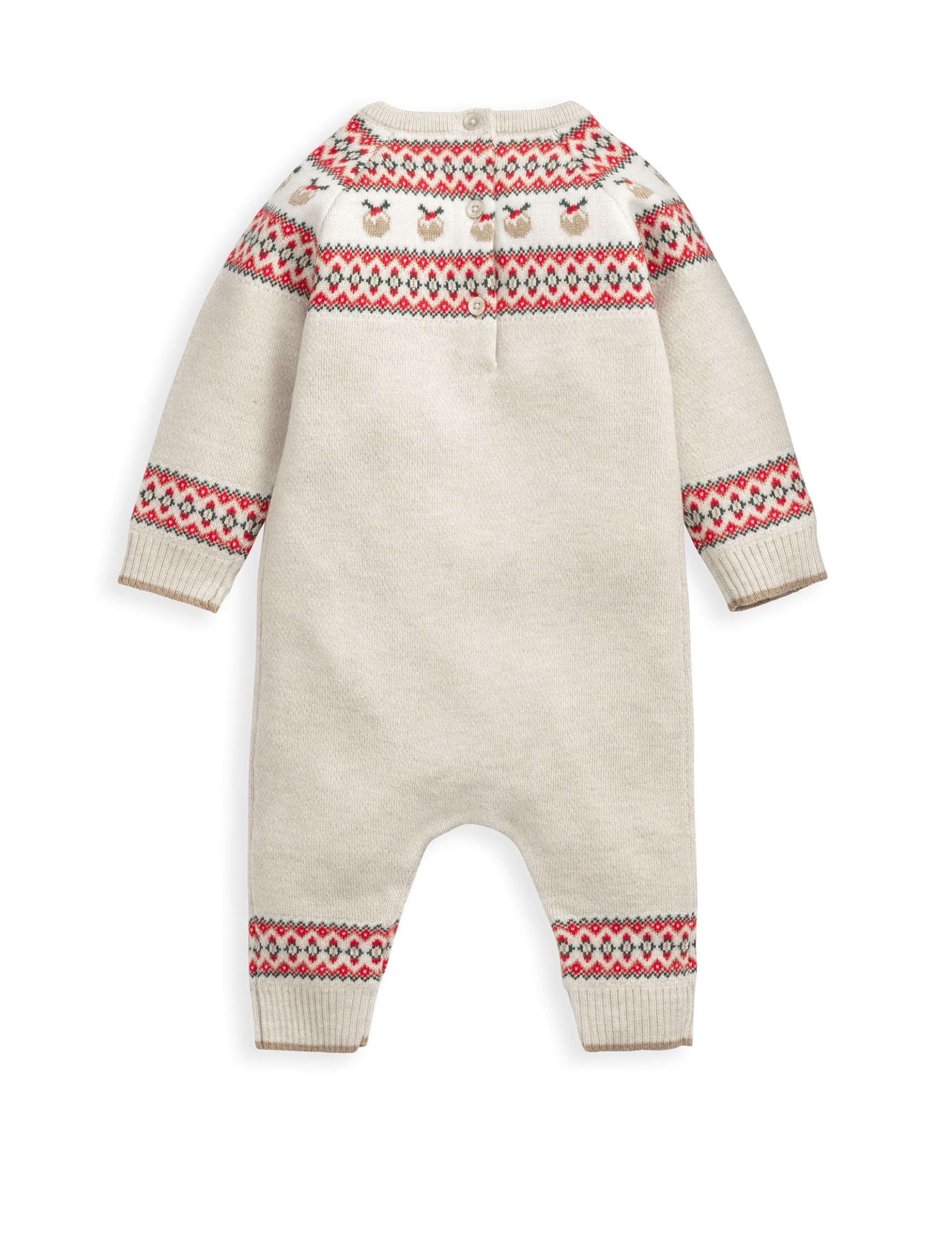 Mamas & Papas Fairisle Christmas Knitted Romper (0-18 Mths) - 9-12M - Beige, Beige