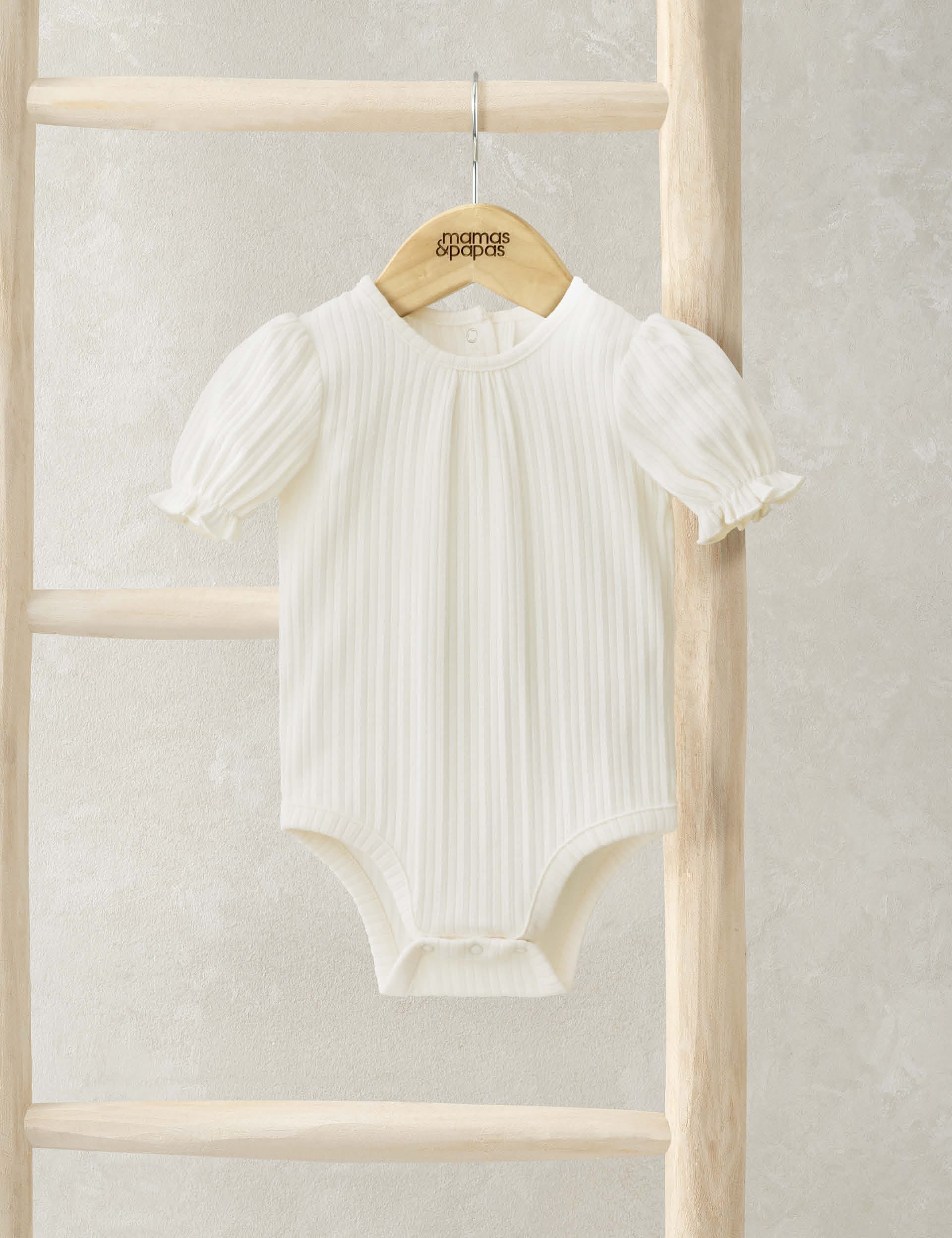 Mamas & Papas Girls Cotton Rich Ribbed Frill Bodysuit (0 Mths-3 Yrs) - 3-6 M - Cream, Cream